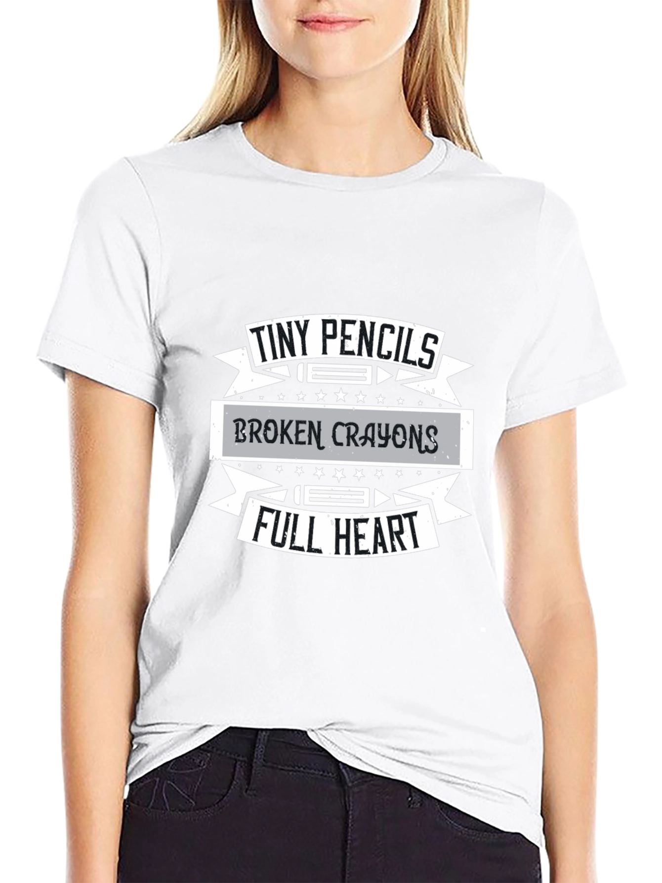 Tiny Pencils Broken Crayons Full Heart Graphic T-Shirt