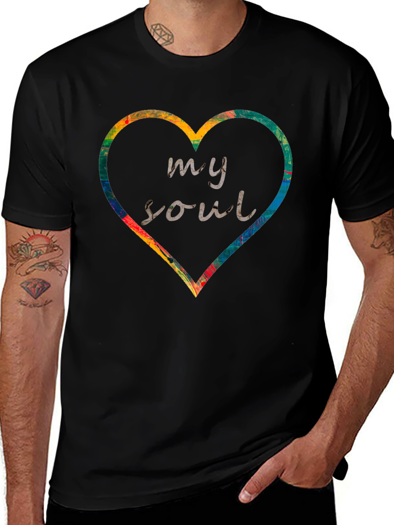 My Soul Heart Graphic Tee - Black Cotton Blend