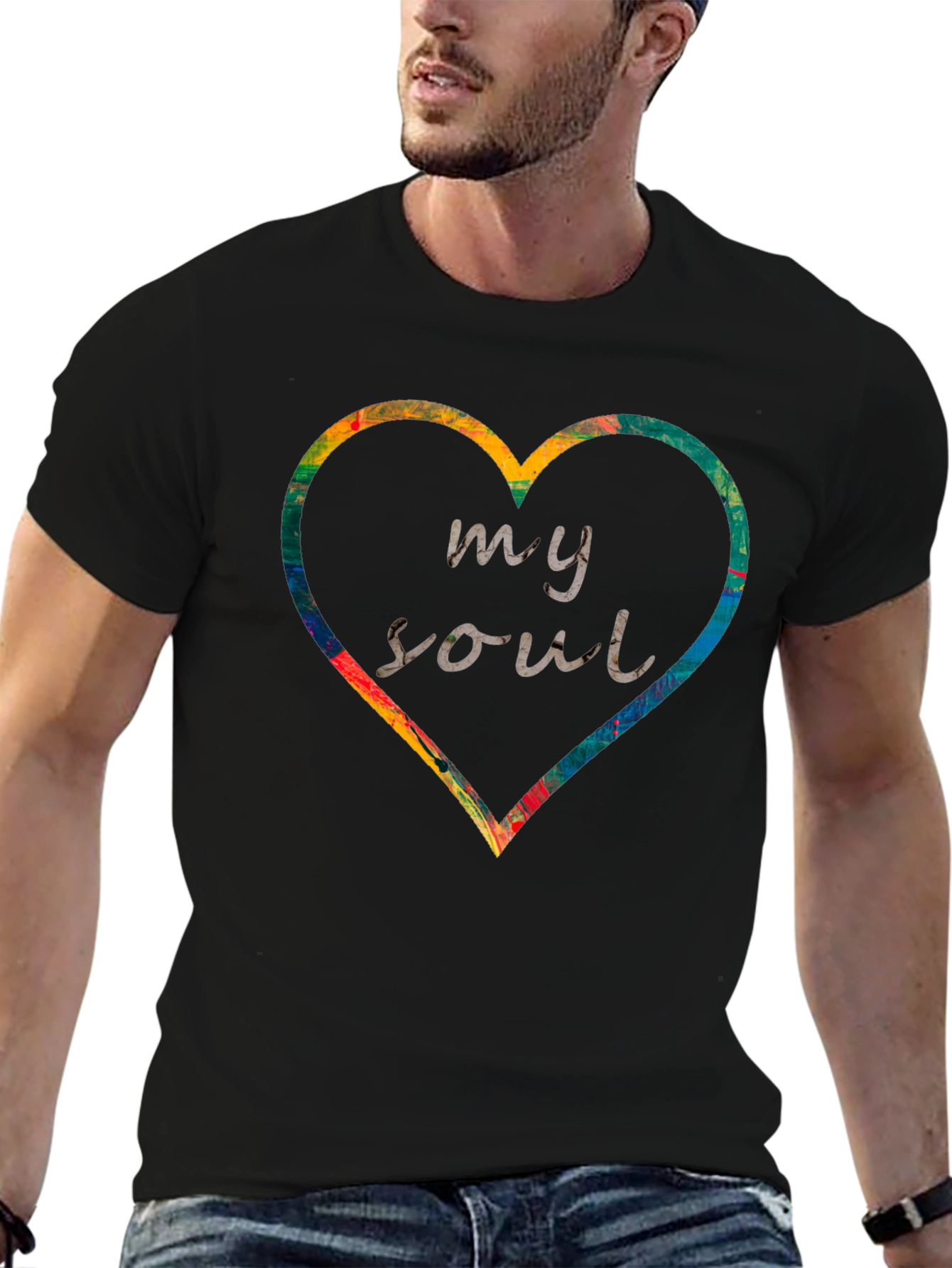 My Soul Heart Graphic Tee - Black Cotton Blend
