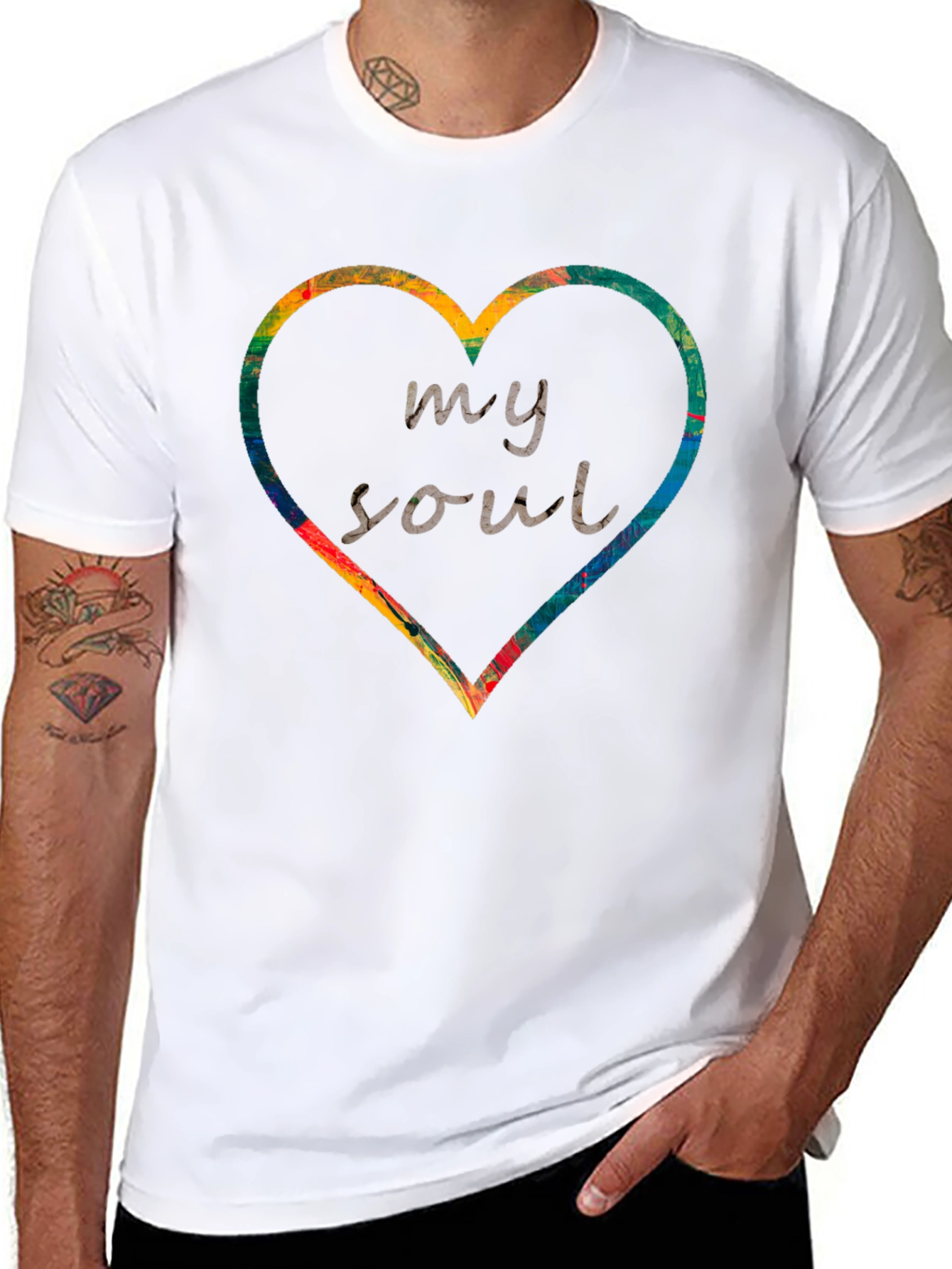My Soul Heart Graphic Tee - Black Cotton Blend