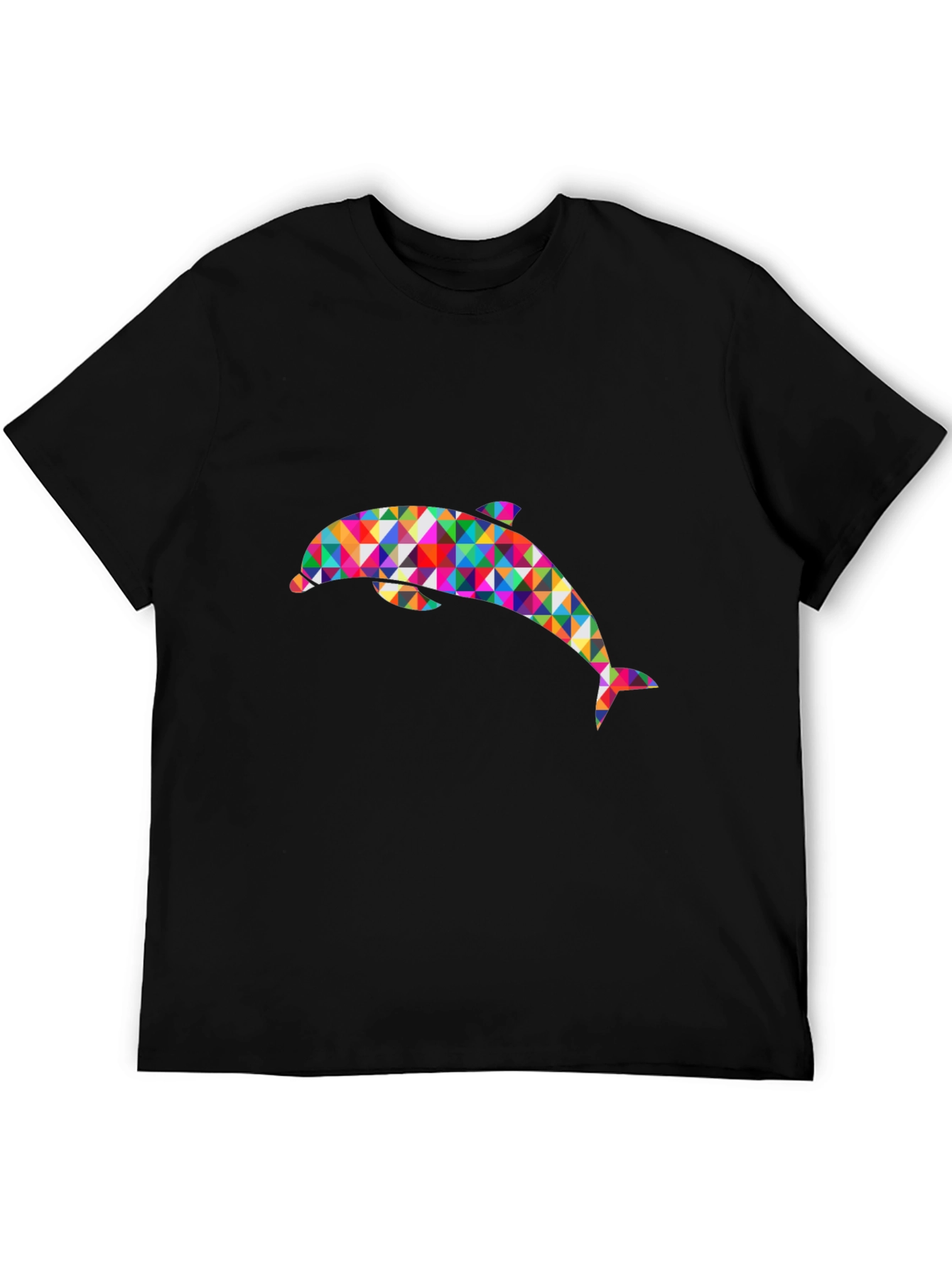 Geometric Dolphin Graphic Black T-Shirt