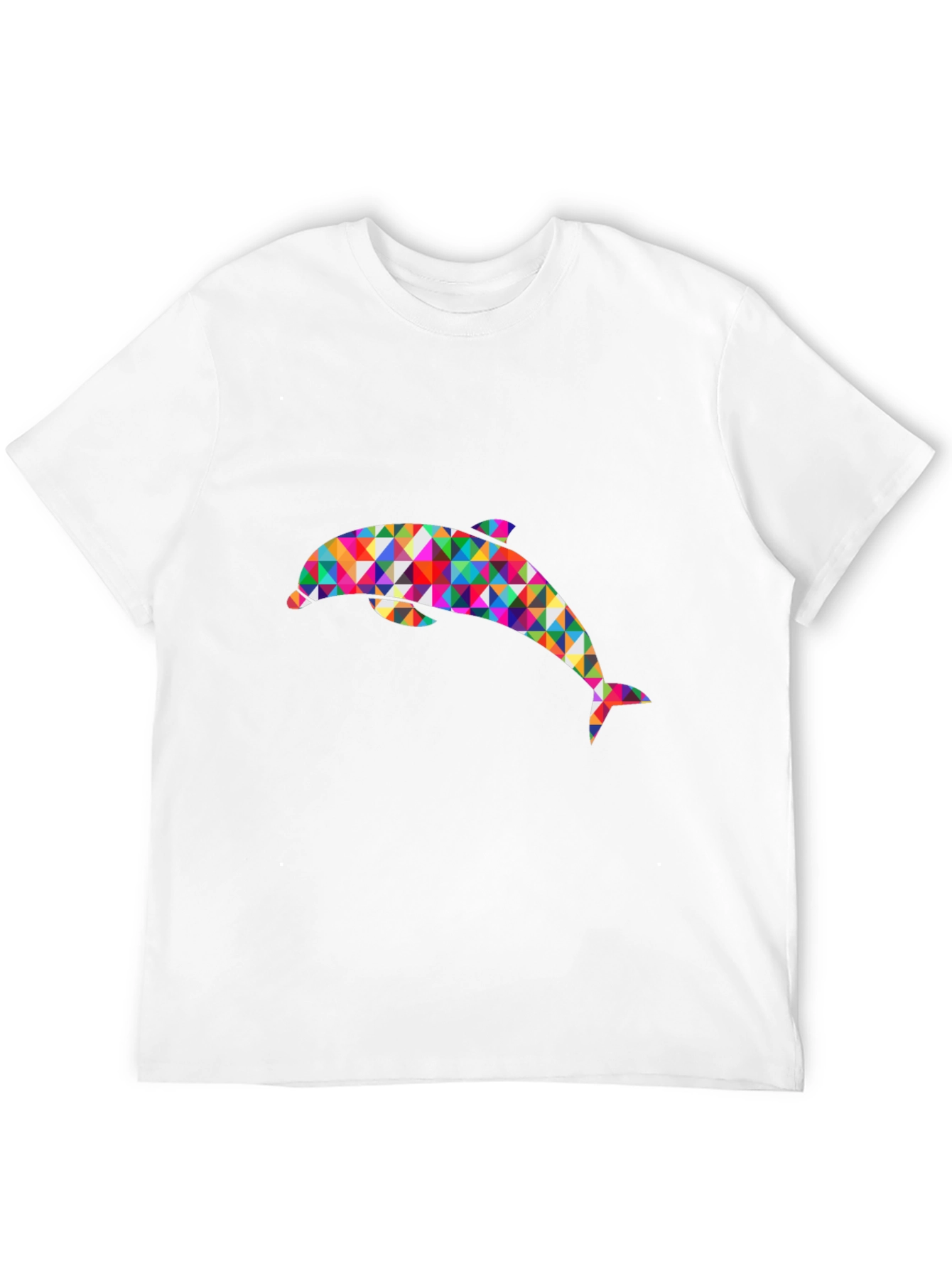 Geometric Dolphin Graphic Black T-Shirt