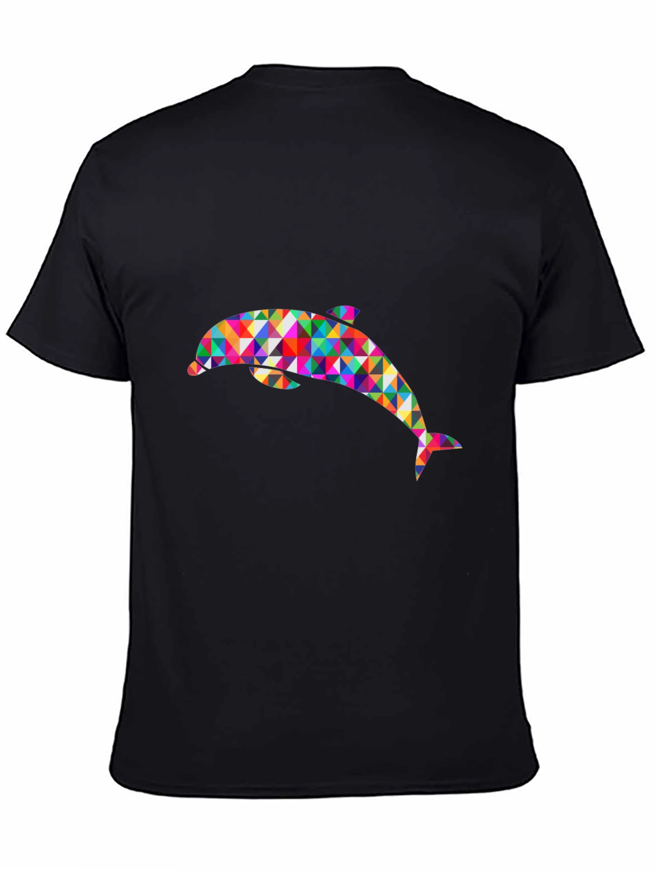 Geometric Dolphin Graphic Black T-Shirt