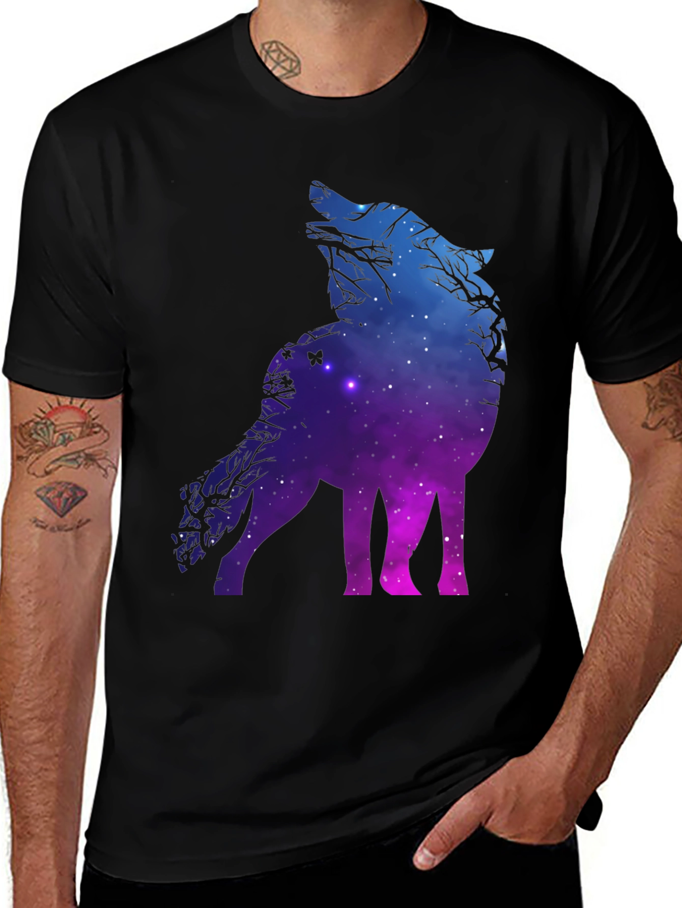 Galaxy Wolf Graphic Tee - Unique Design