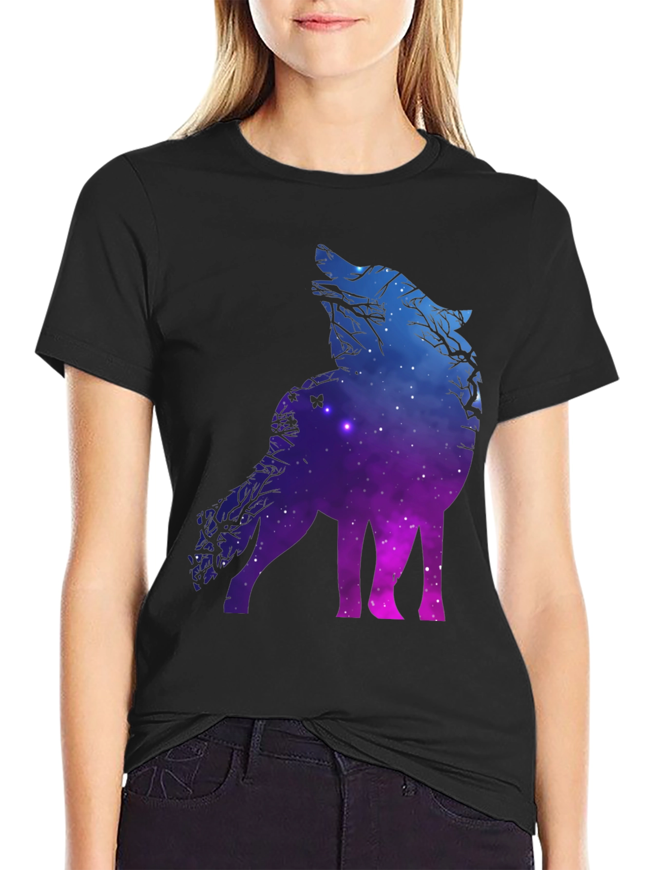 Galaxy Wolf Graphic Tee - Unique Design