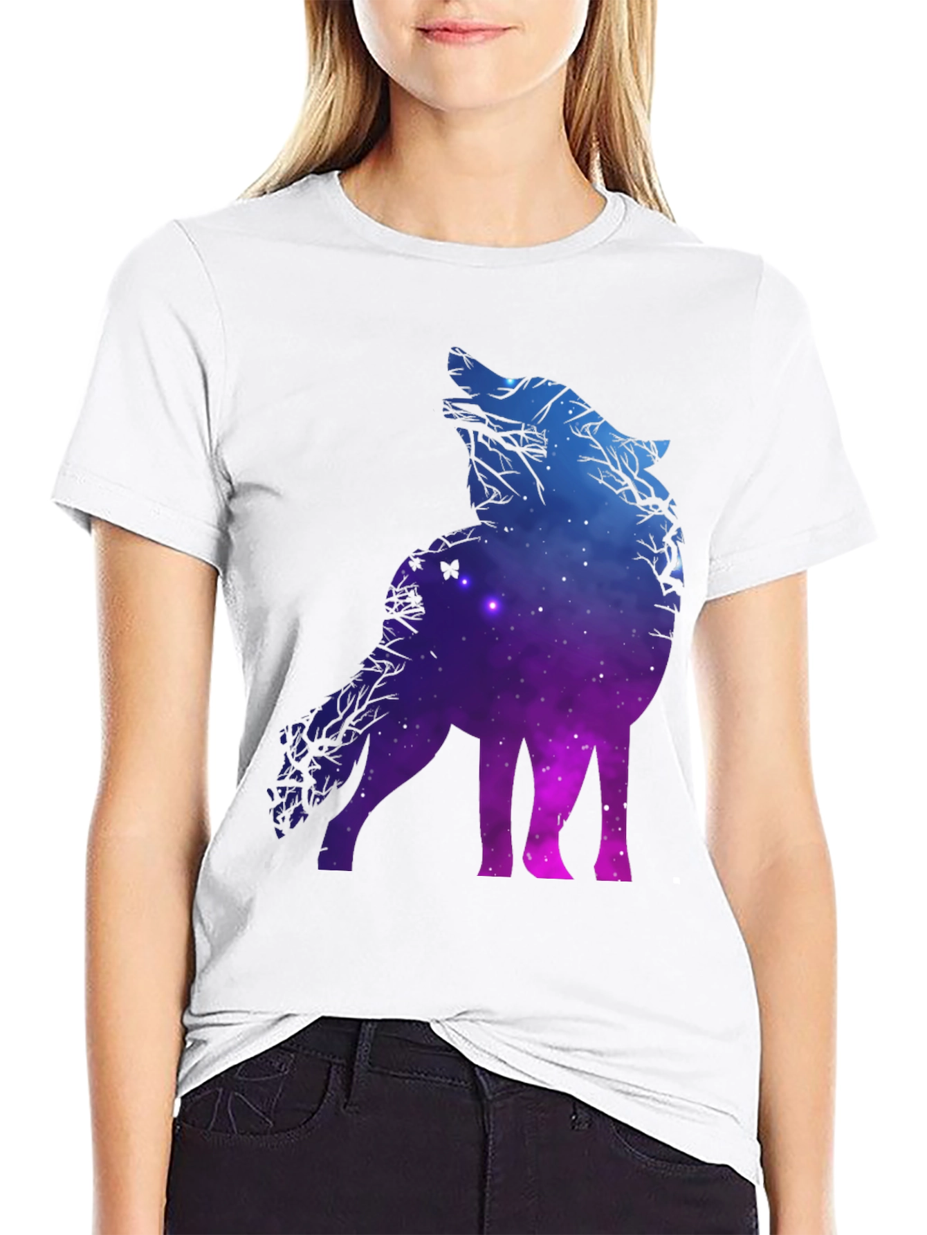 Galaxy Wolf Graphic Tee - Unique Design