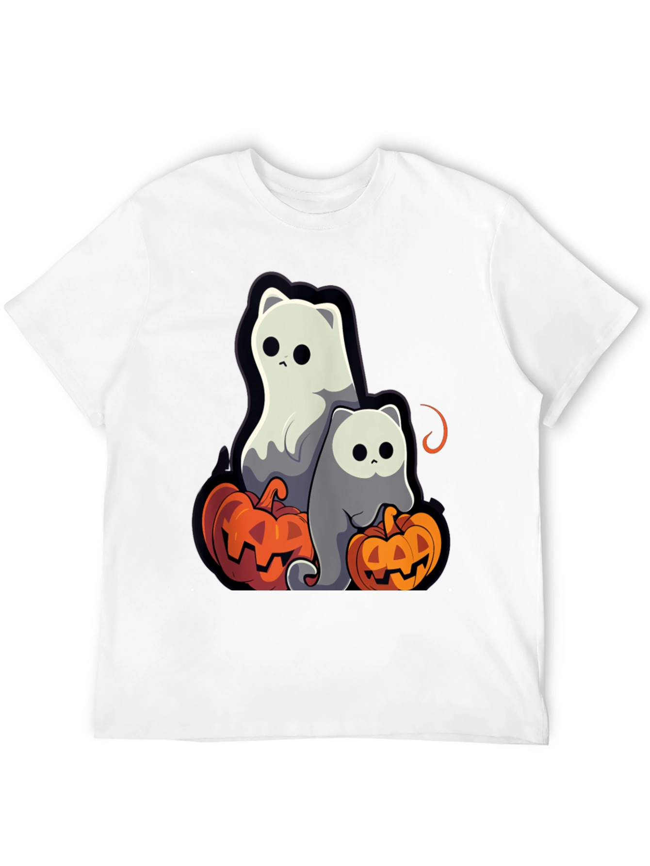 Halloween Ghost Cats & Pumpkins T-Shirt