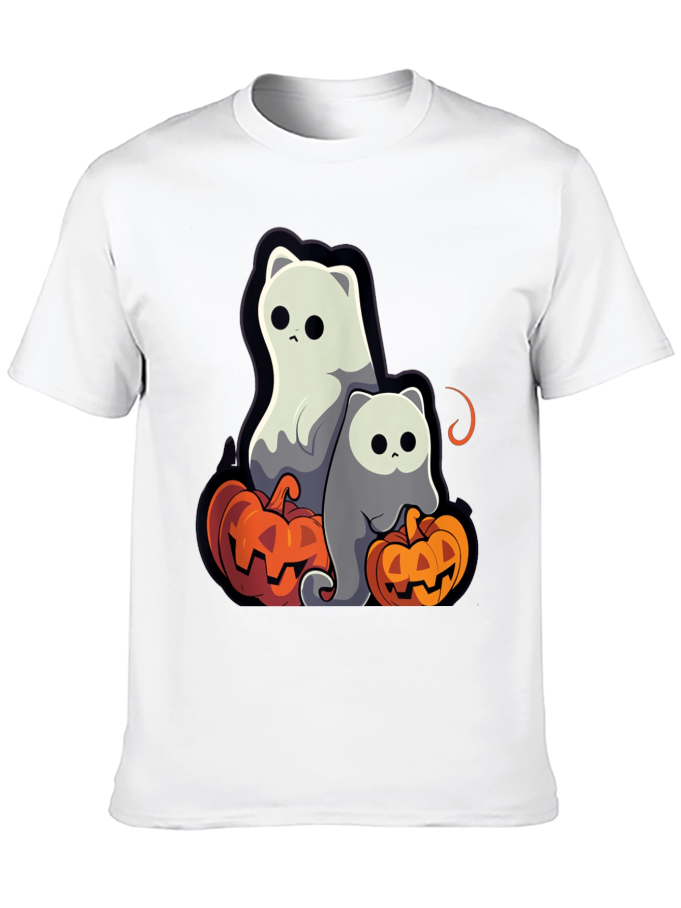 Halloween Ghost Cats & Pumpkins T-Shirt