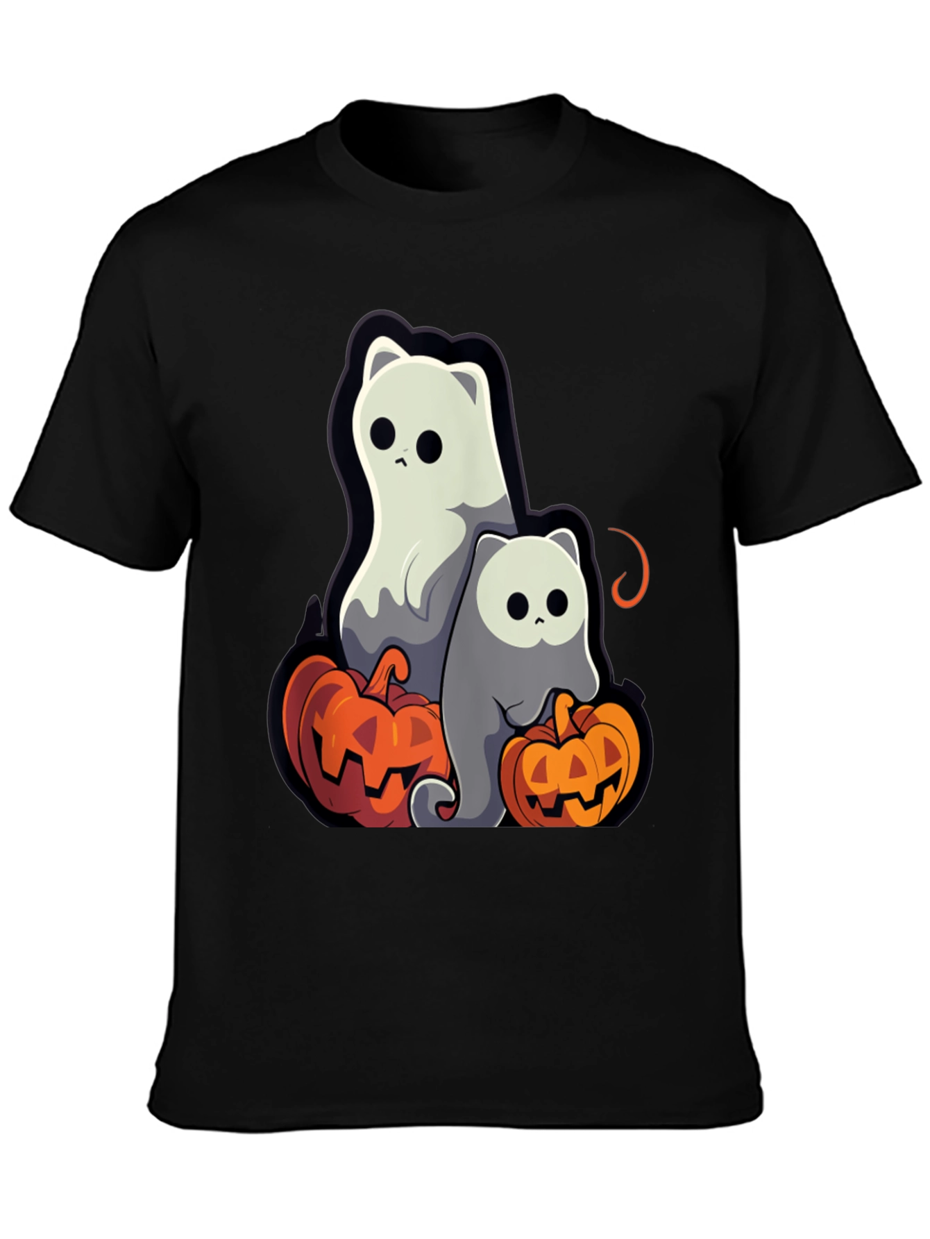 Halloween Ghost Cats & Pumpkins T-Shirt