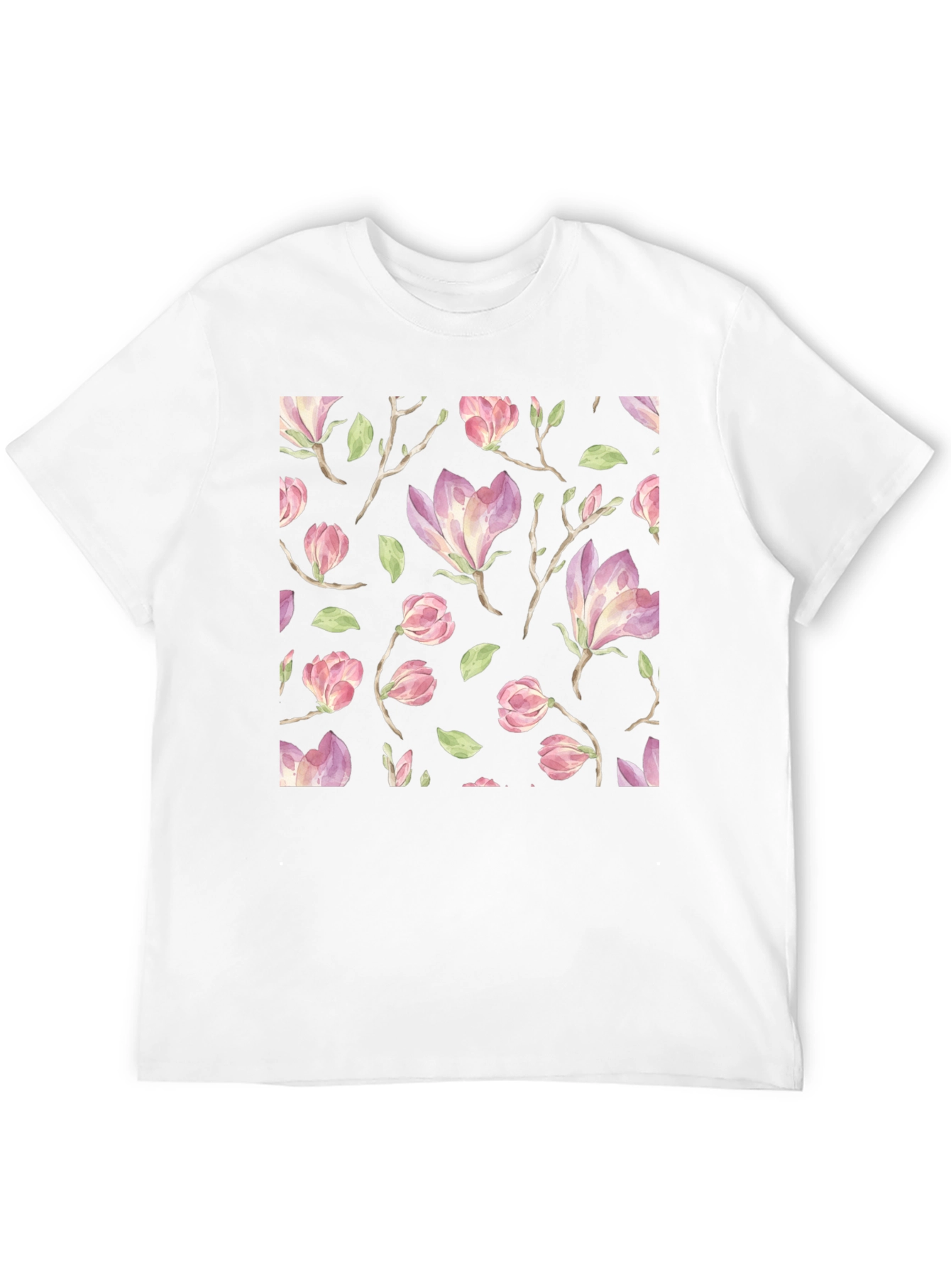 Floral Print T-Shirt - Black Cotton Blend