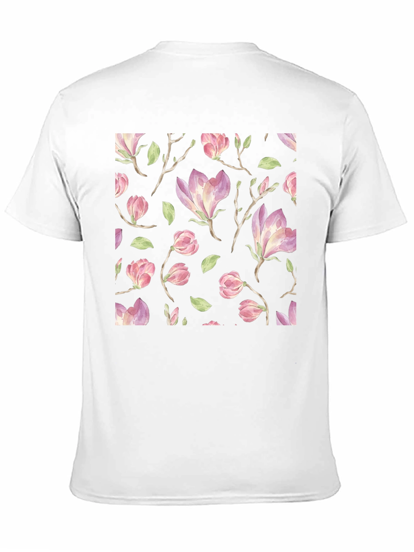 Floral Print T-Shirt - Black Cotton Blend