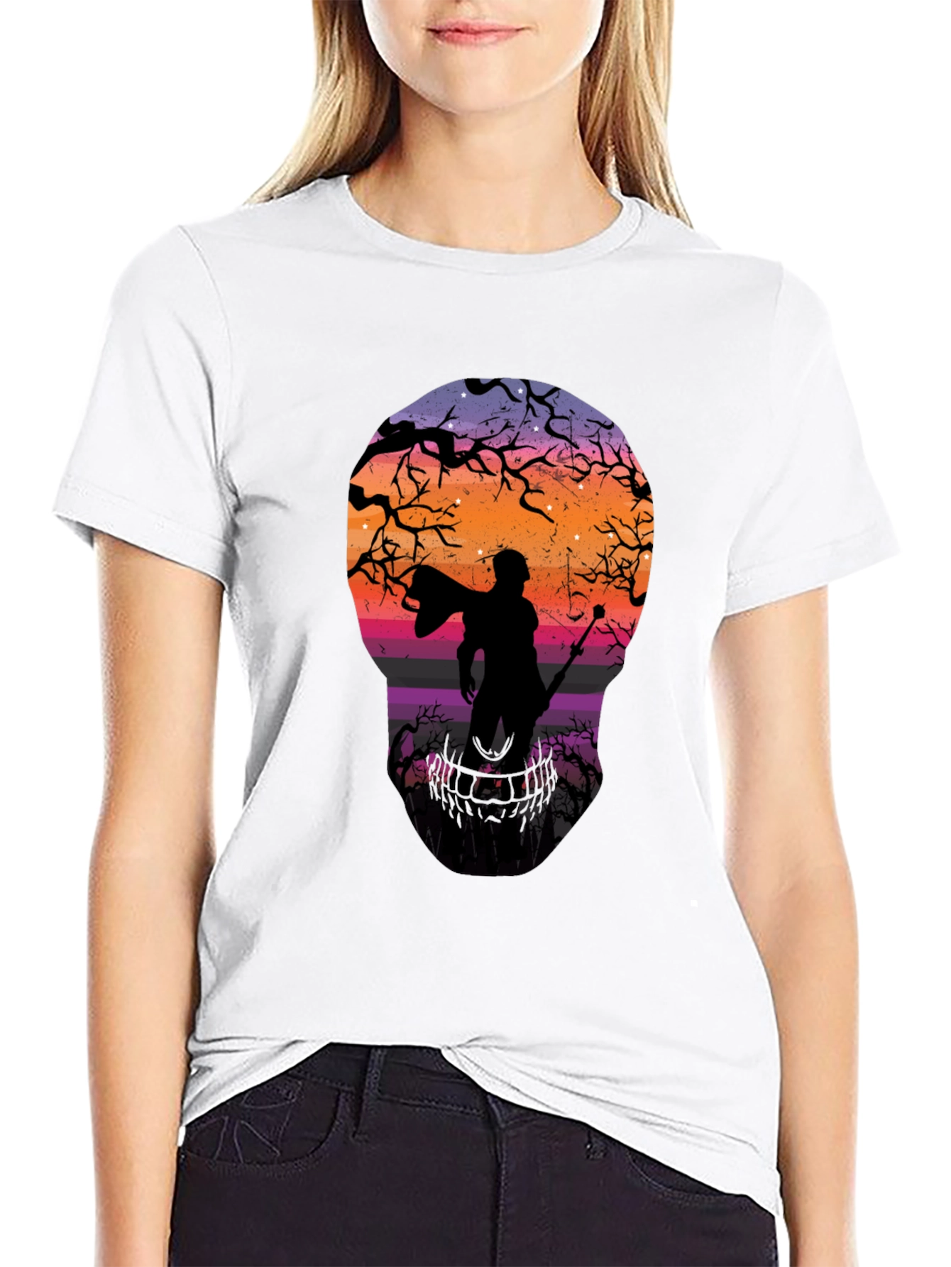 Wizard Silhouette Graphic Tee - Black Crew Neck