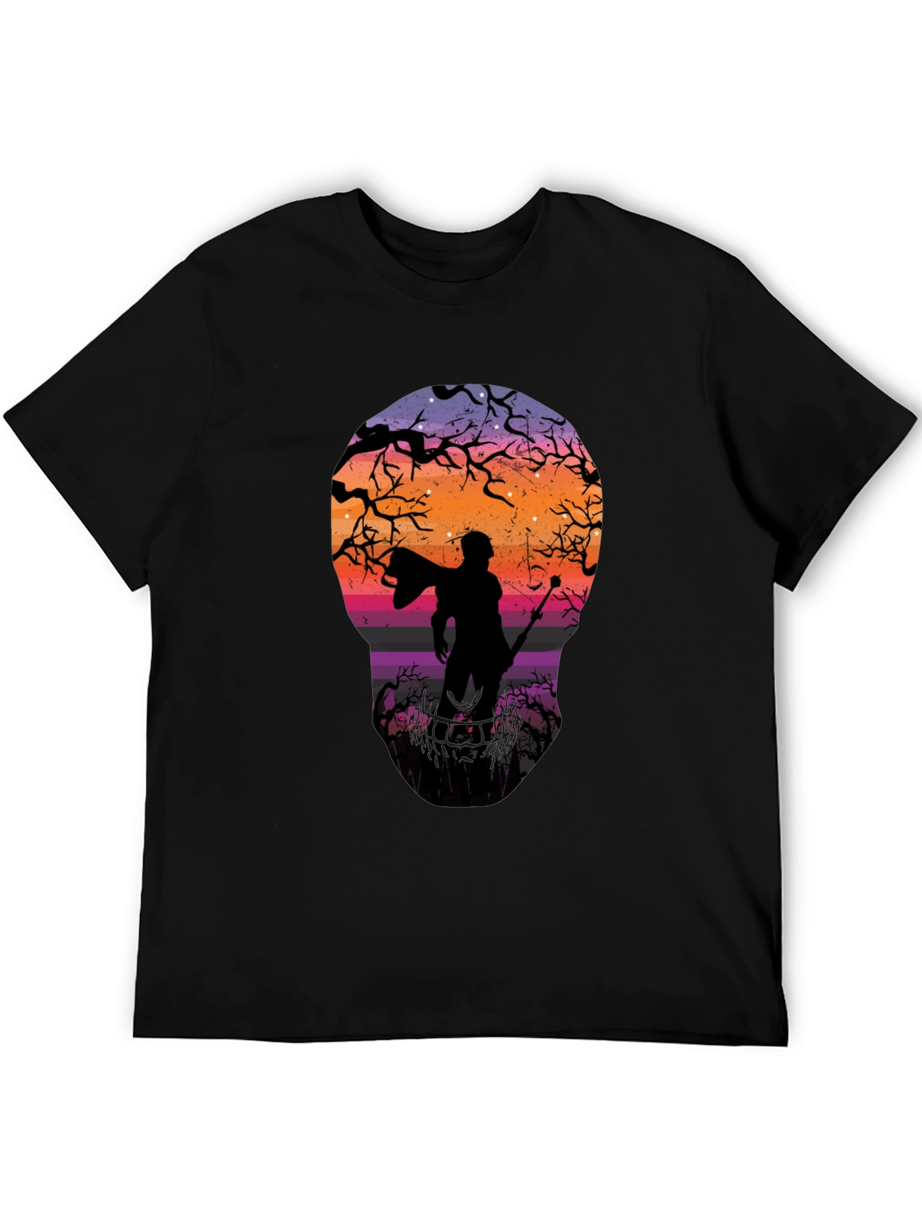 Wizard Silhouette Graphic Tee - Black Crew Neck
