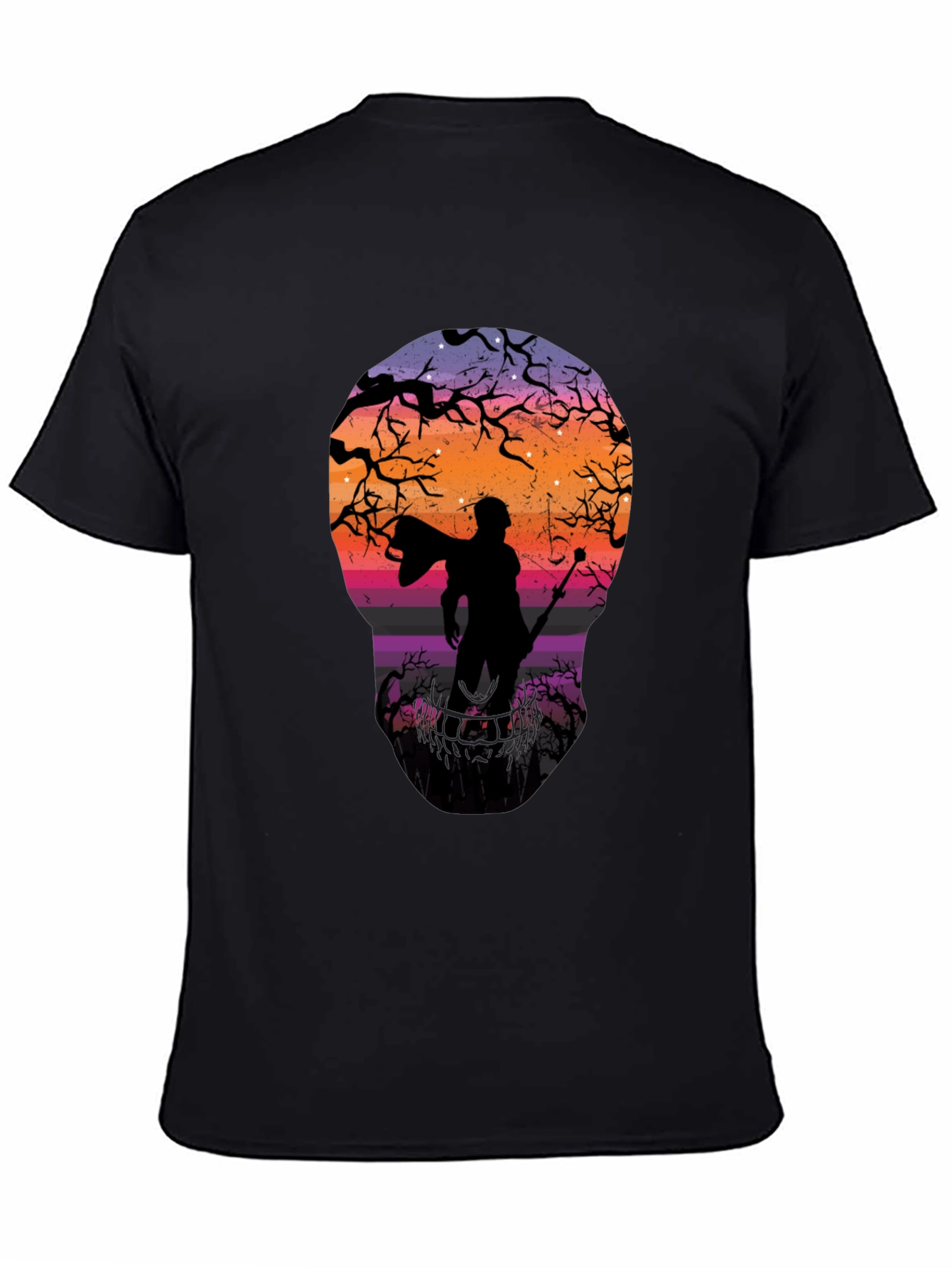 Wizard Silhouette Graphic Tee - Black Crew Neck