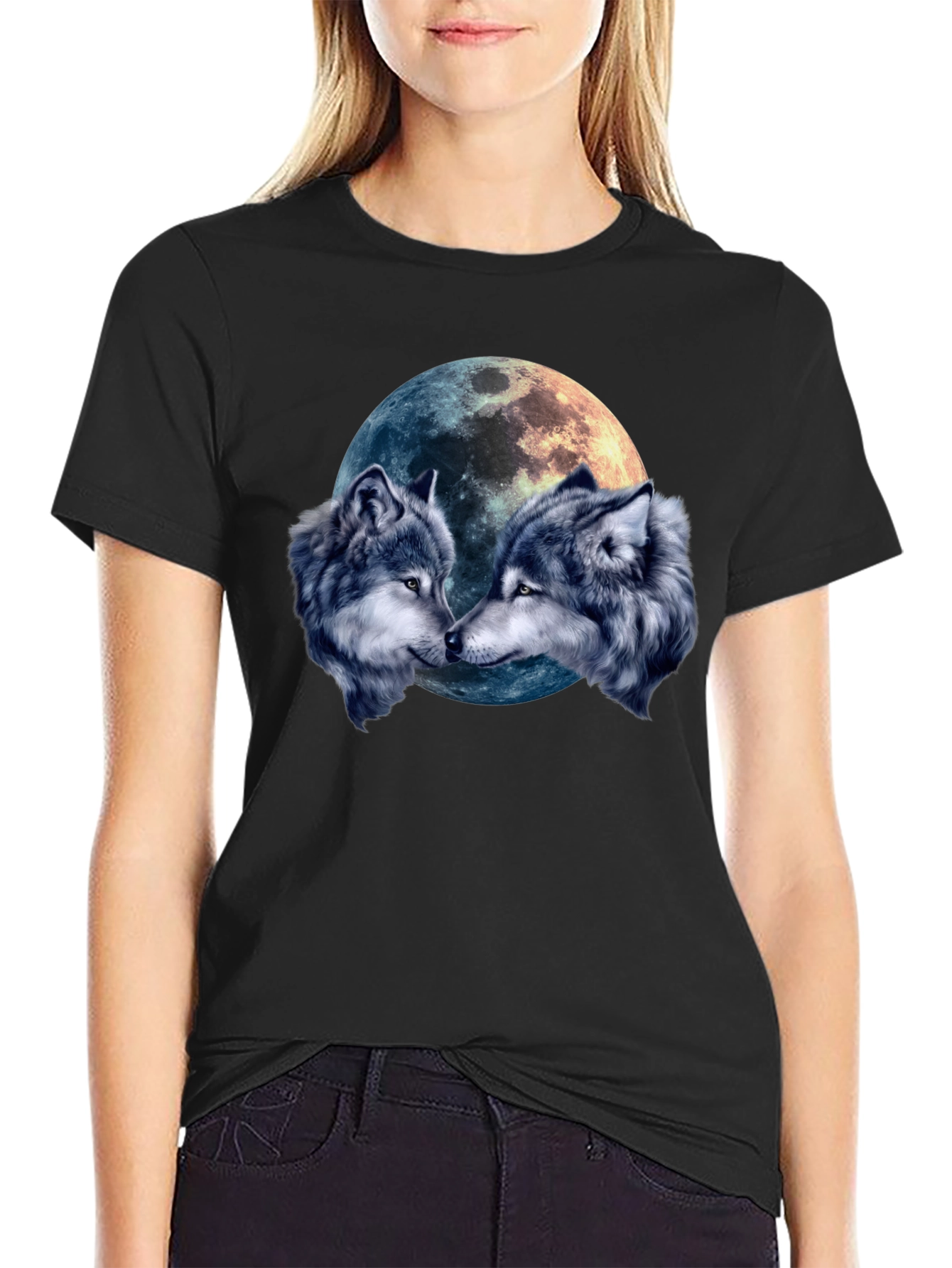 Wolf Moon T-Shirt - Mens Black Graphic Tee
