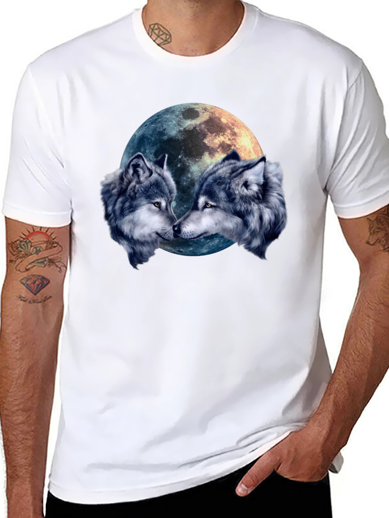 Wolf Moon T-Shirt - Mens Black Graphic Tee