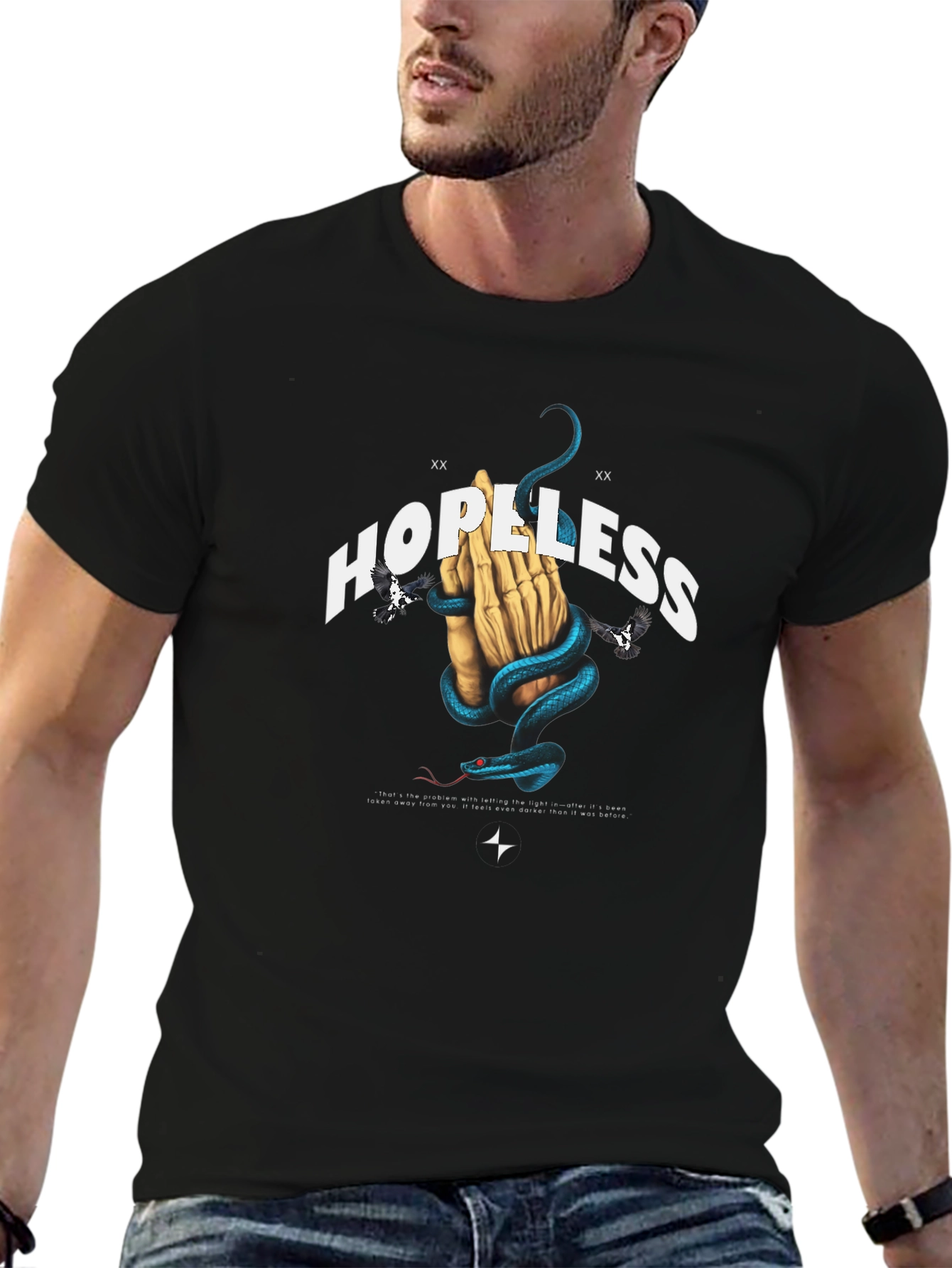 Hopeless Graphic Tee - Snake & Praying Hands Design