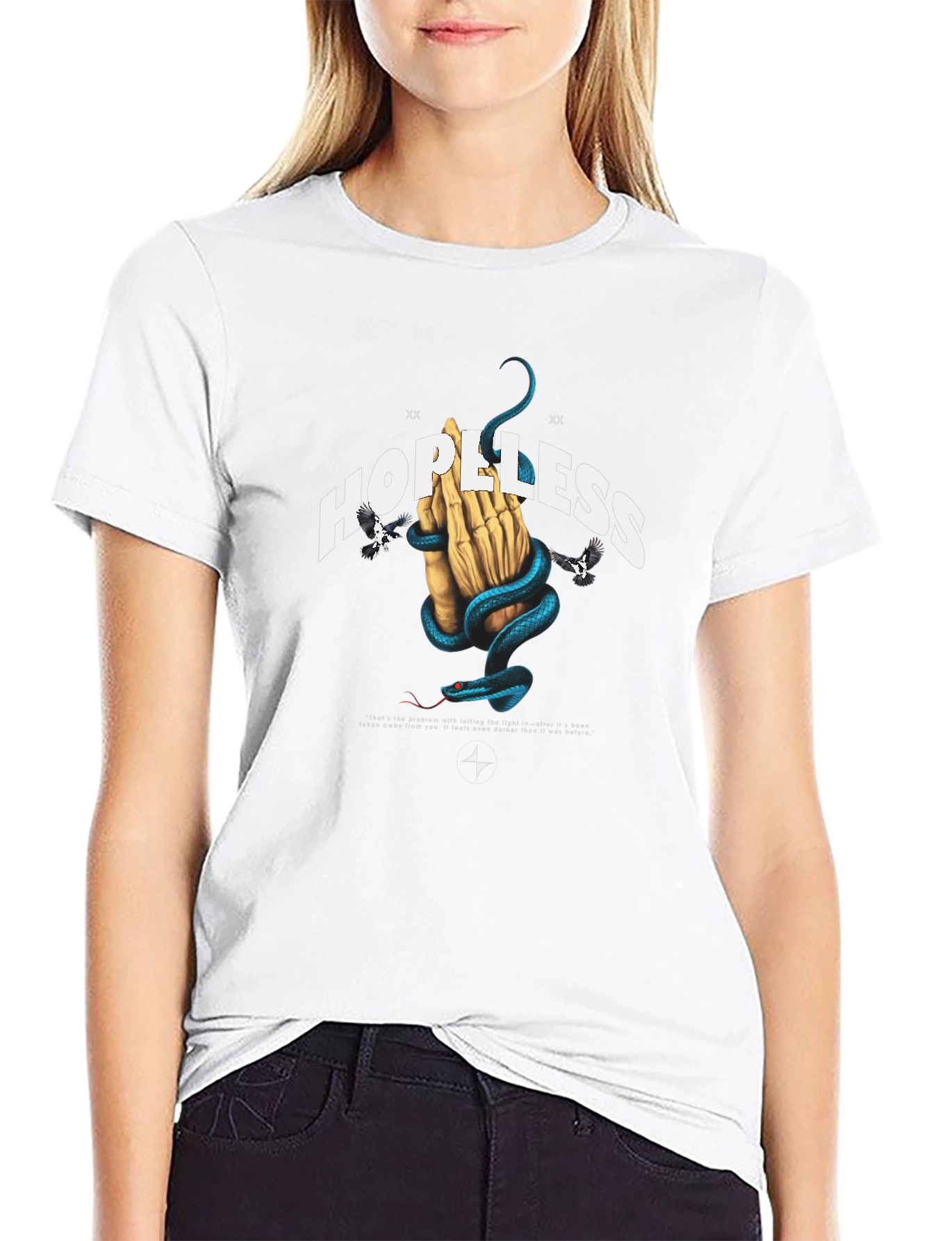 Hopeless Graphic Tee - Snake & Praying Hands Design
