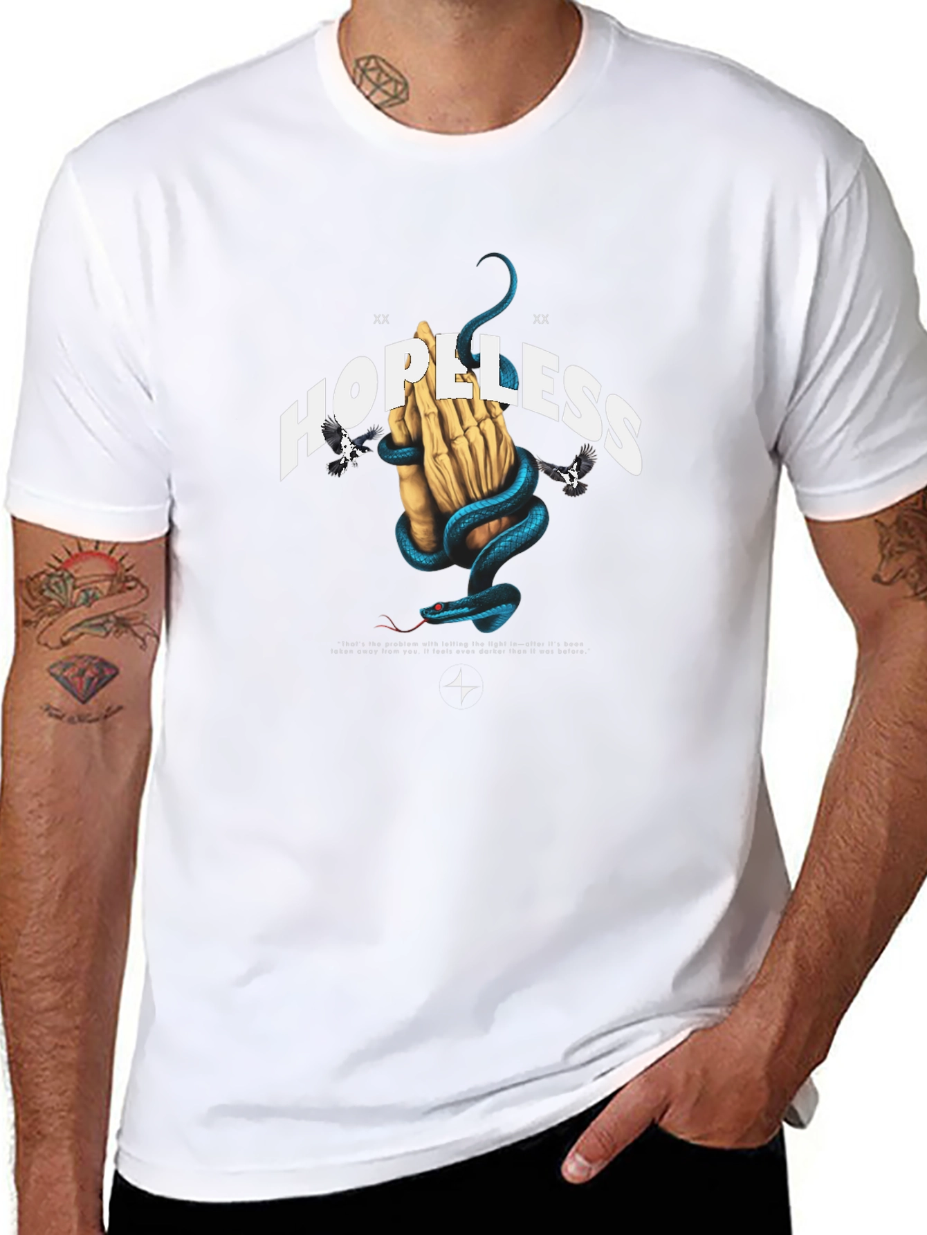 Hopeless Graphic Tee - Snake & Praying Hands Design
