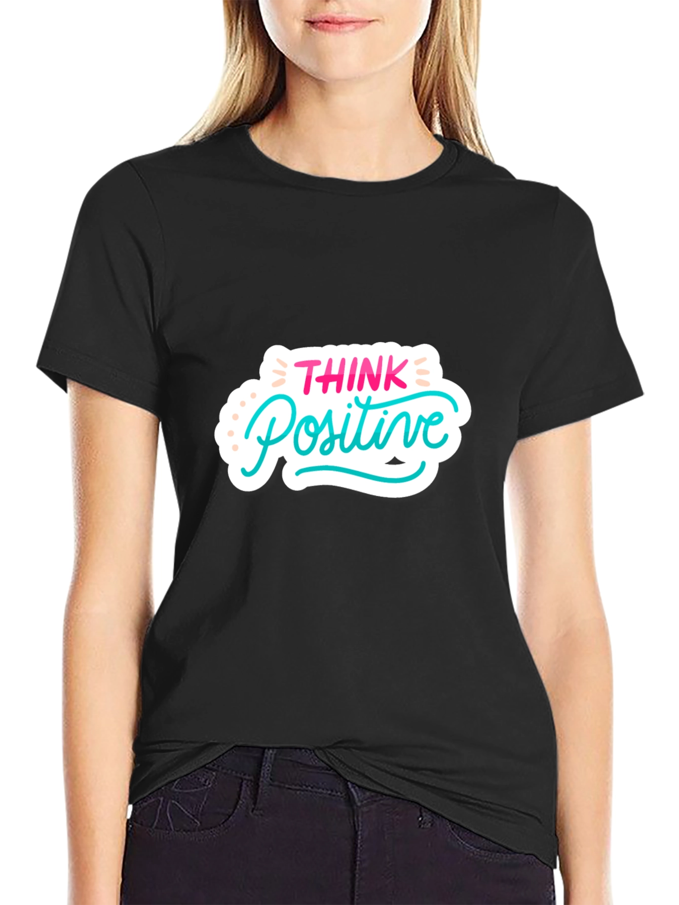 Think Positive Graphic T-Shirt - Casual Black Tee