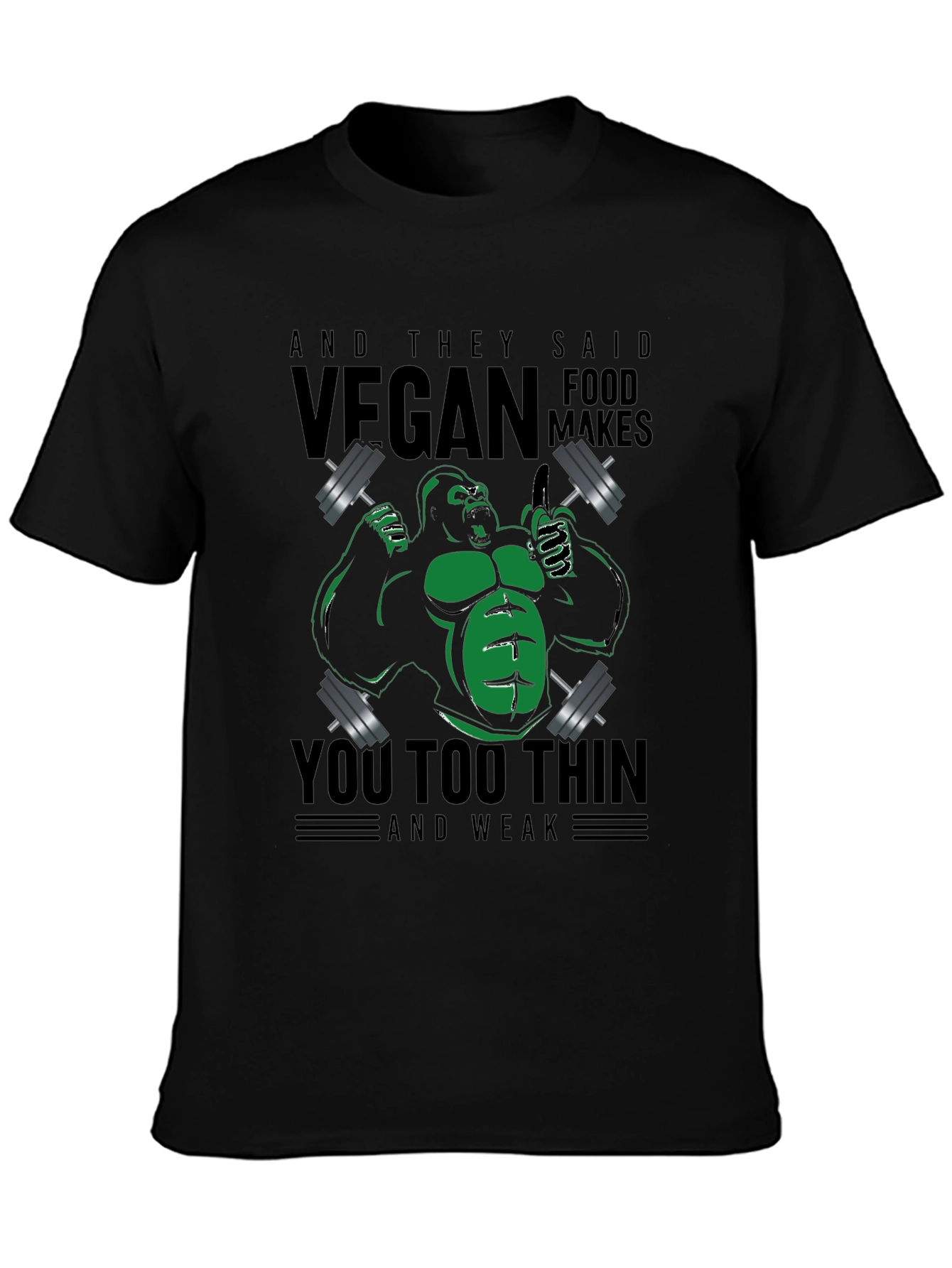 Vegan Gorilla Weightlifting T-Shirt