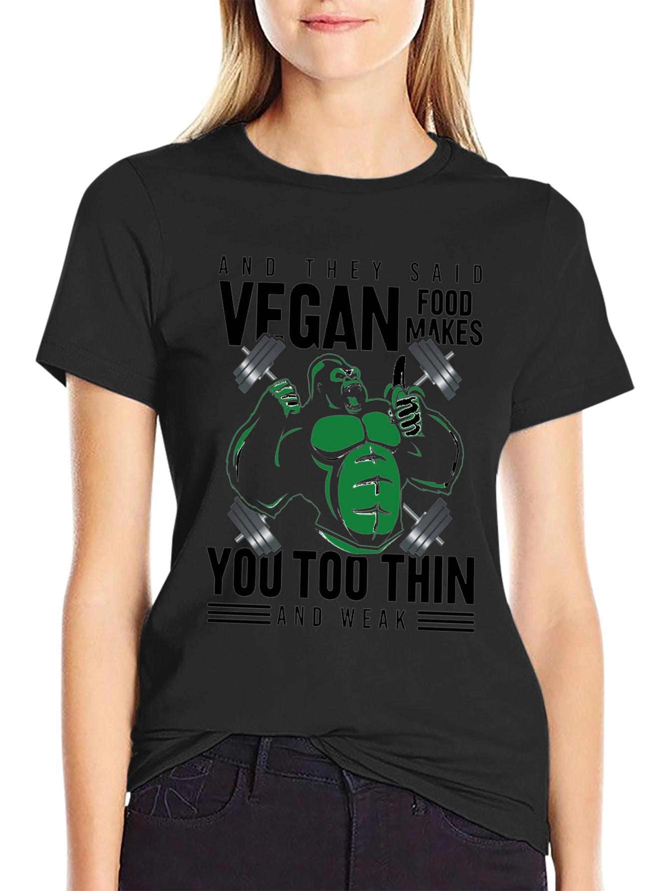 Vegan Gorilla Weightlifting T-Shirt