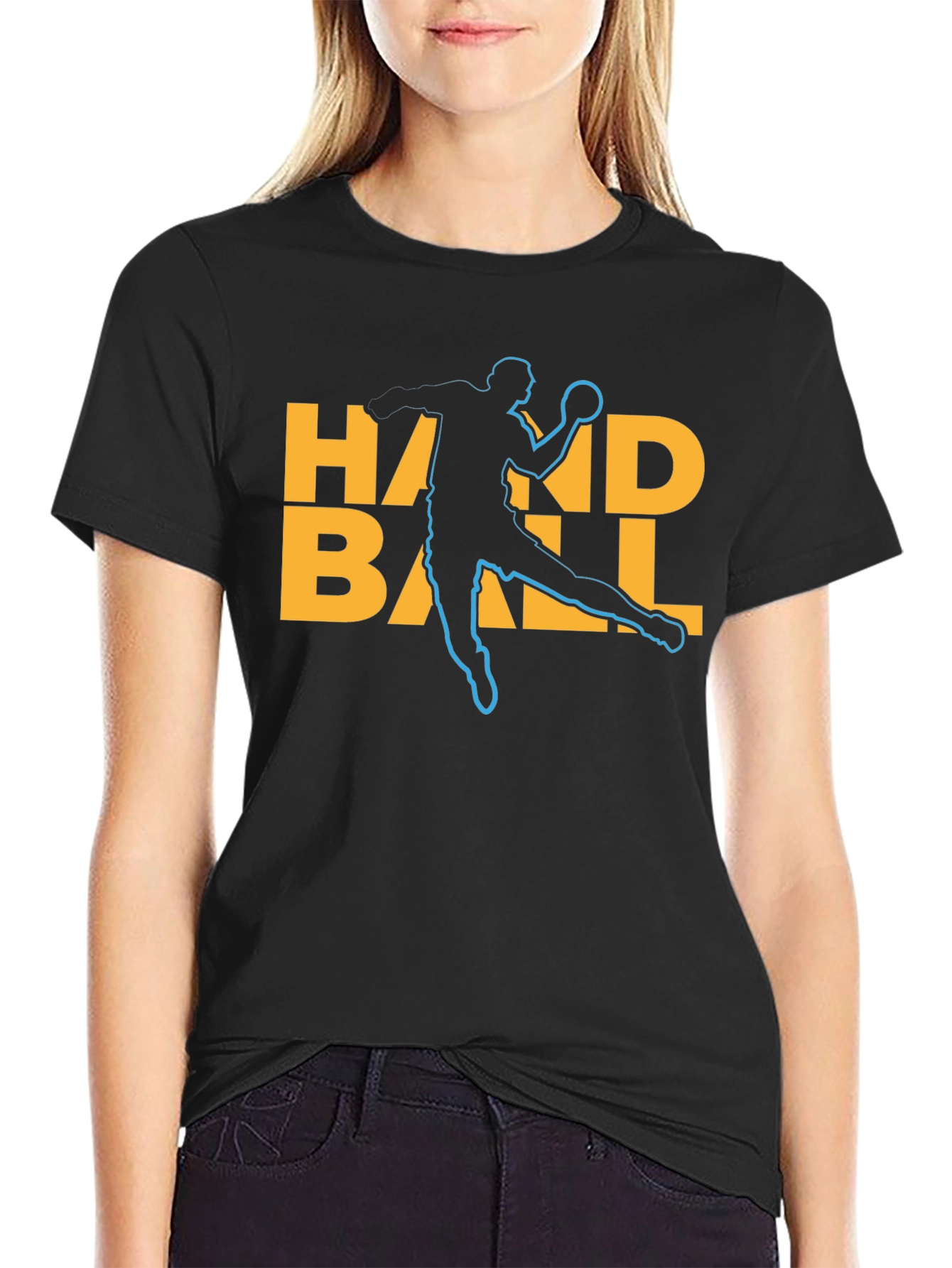 Handball Player Graphic T-Shirt - Black