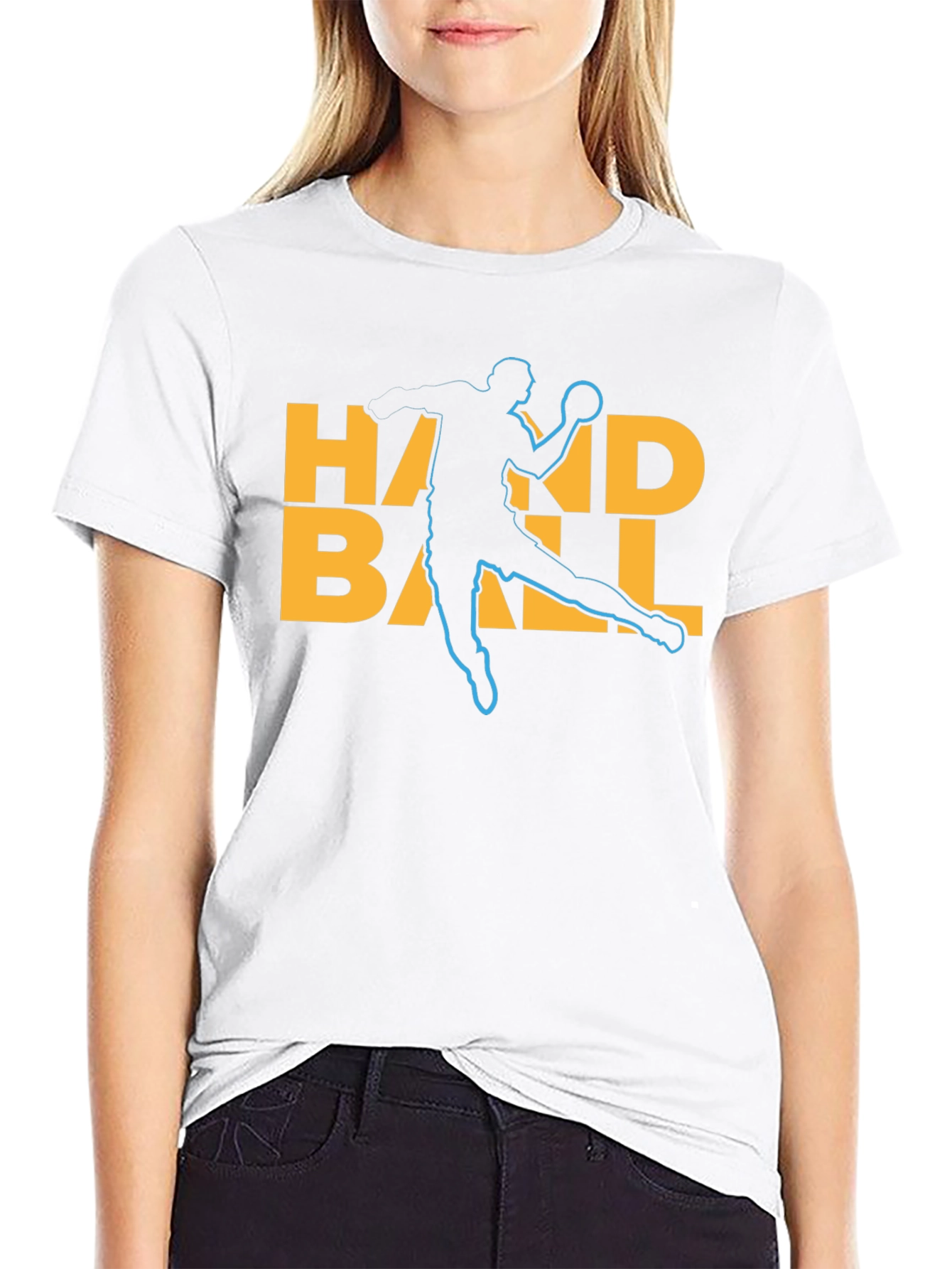 Handball Player Graphic T-Shirt - Black
