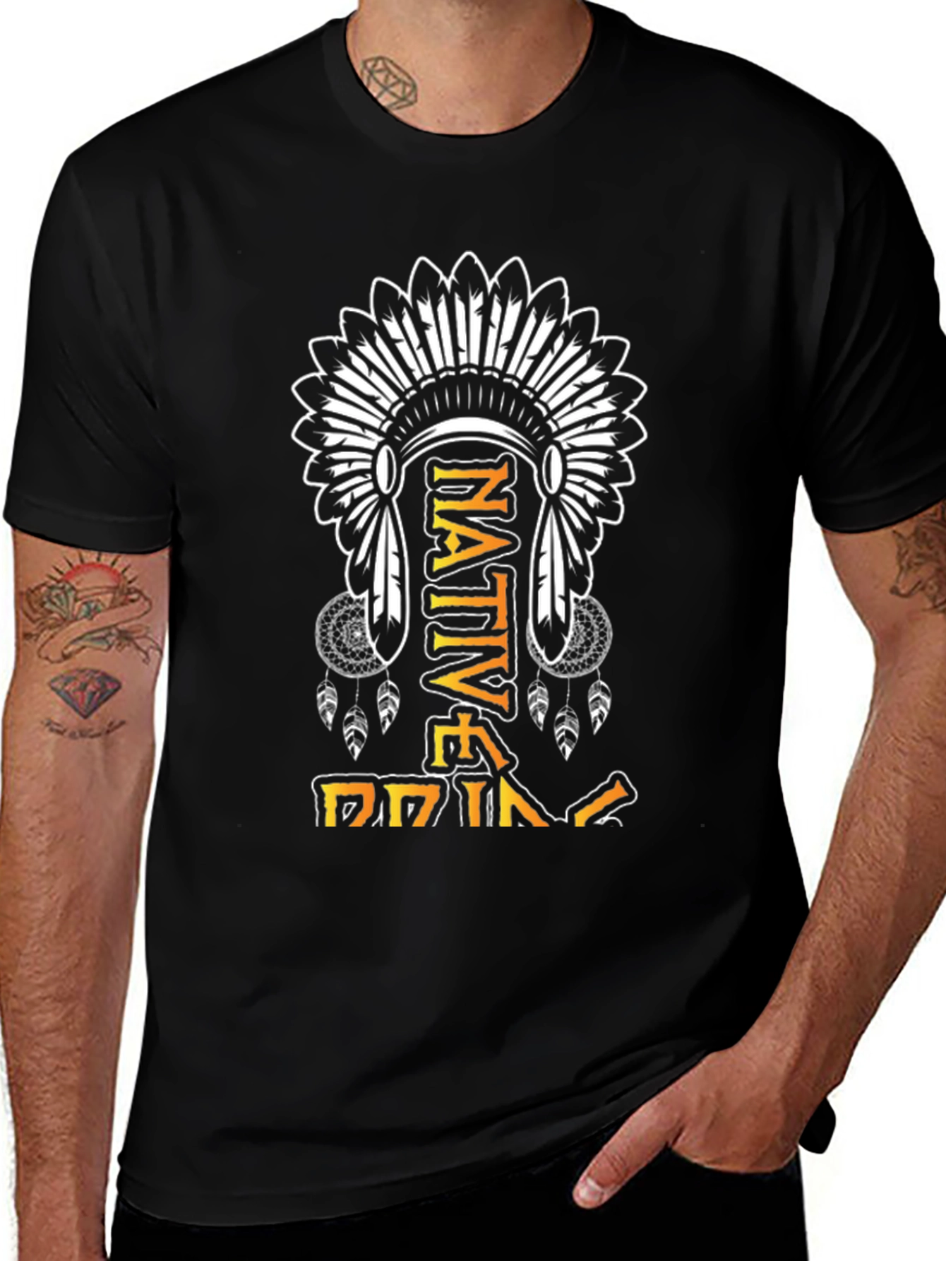 Native Pride Graphic Tee - Indigenous Headdress Design