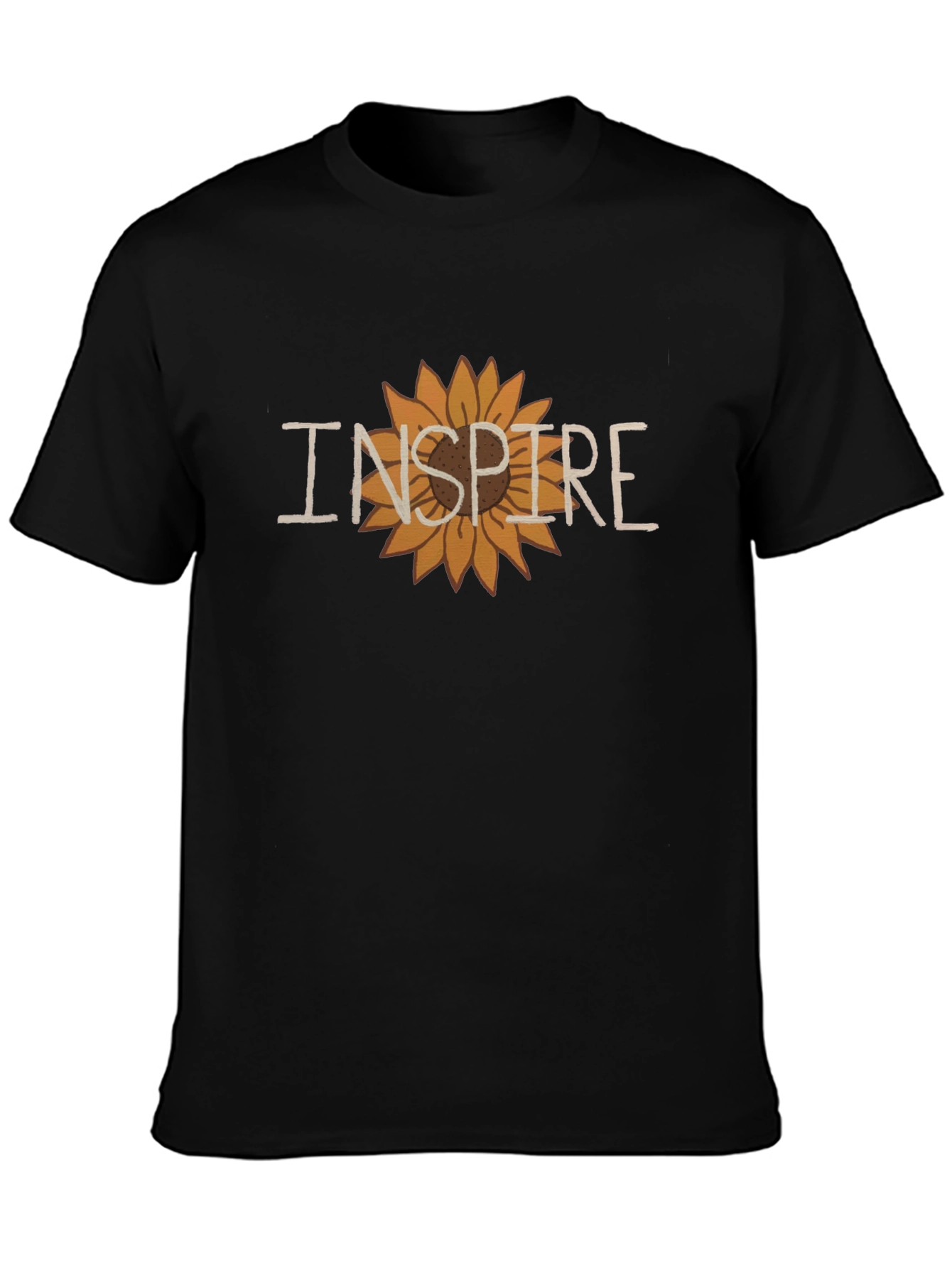 Inspire Sunflower Graphic Tee - Stylish Black T-Shirt