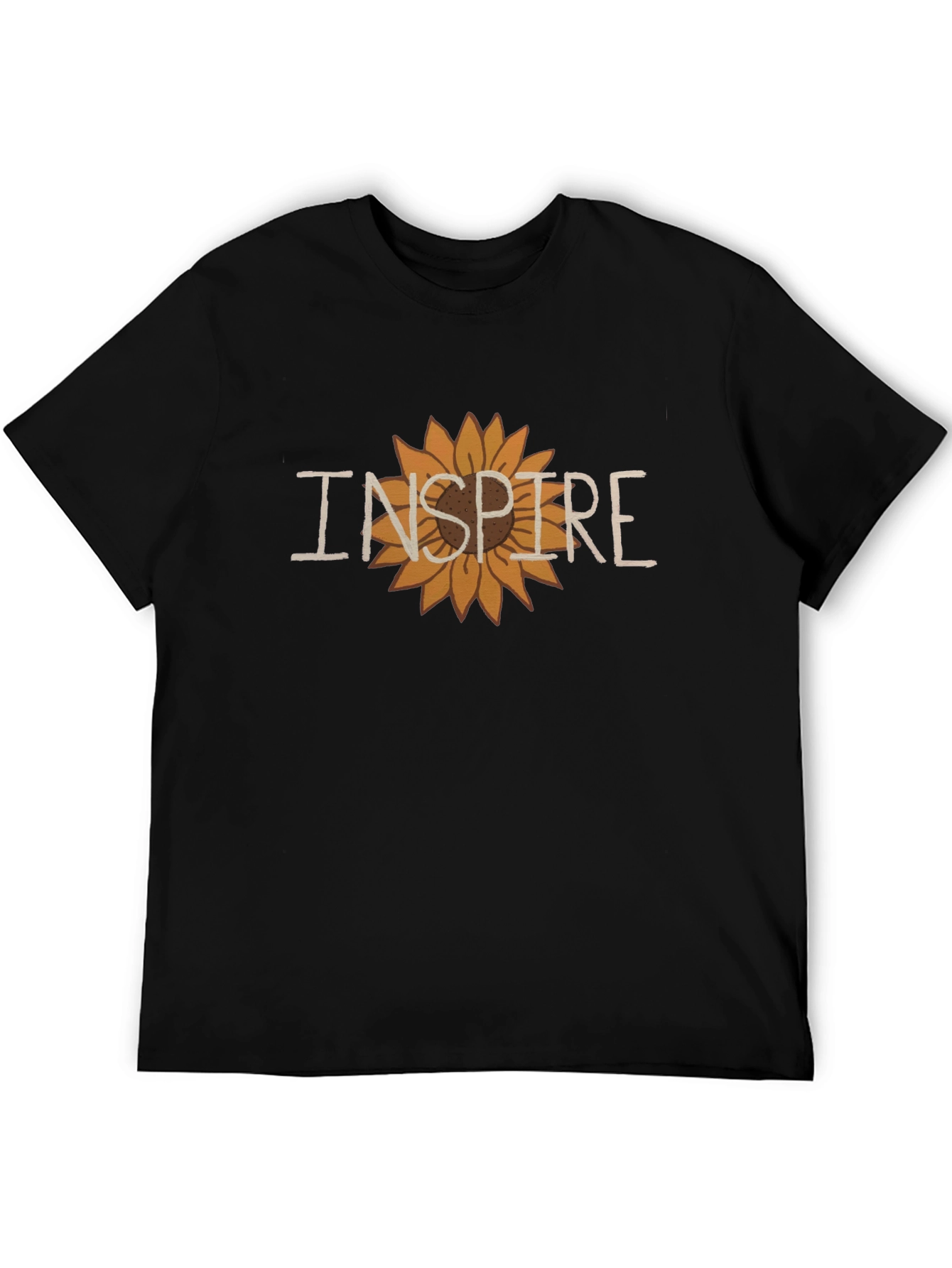 Inspire Sunflower Graphic Tee - Stylish Black T-Shirt