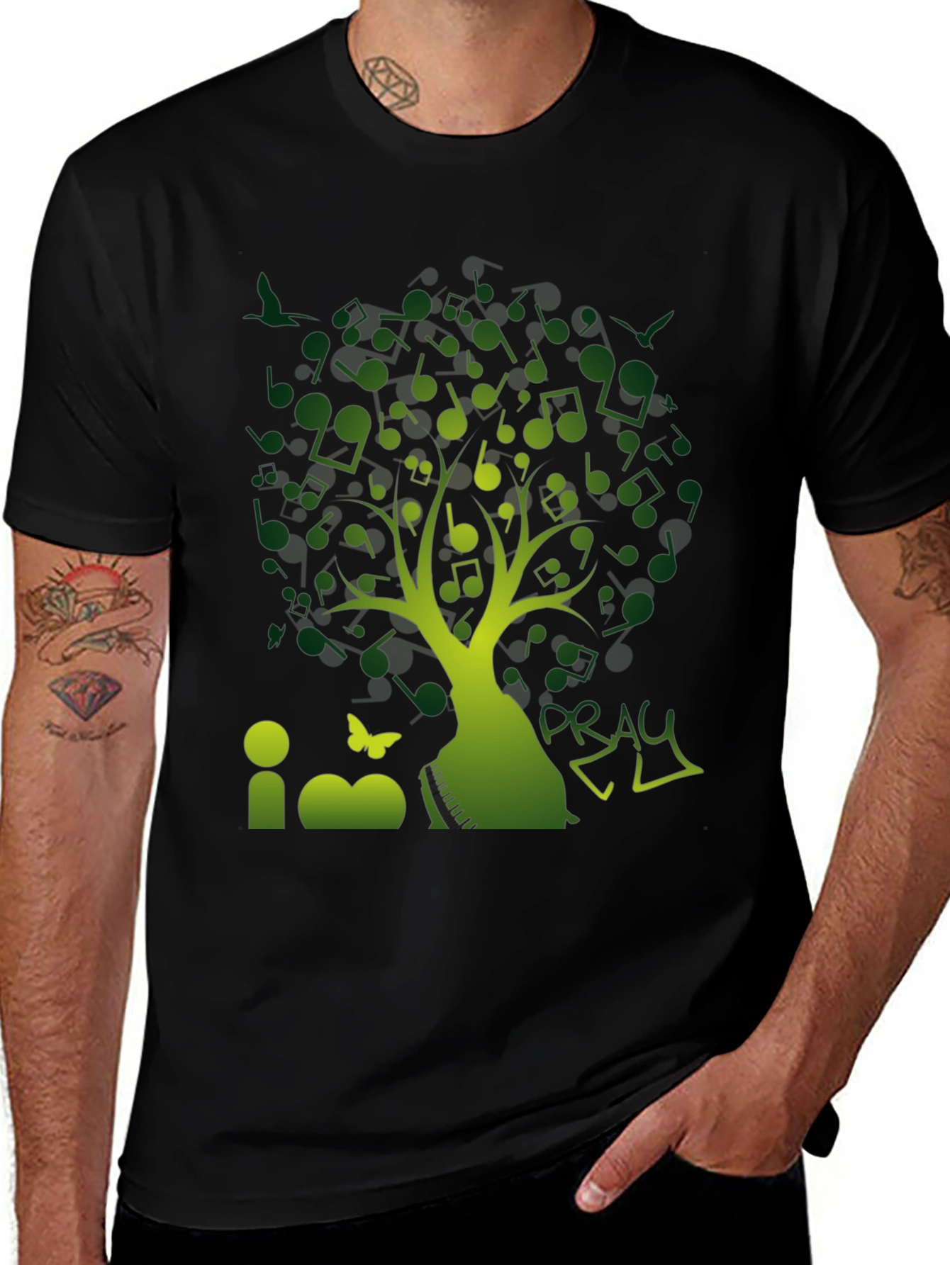 Music Tree Black T-Shirt - Nature Inspired Graphic Tee
