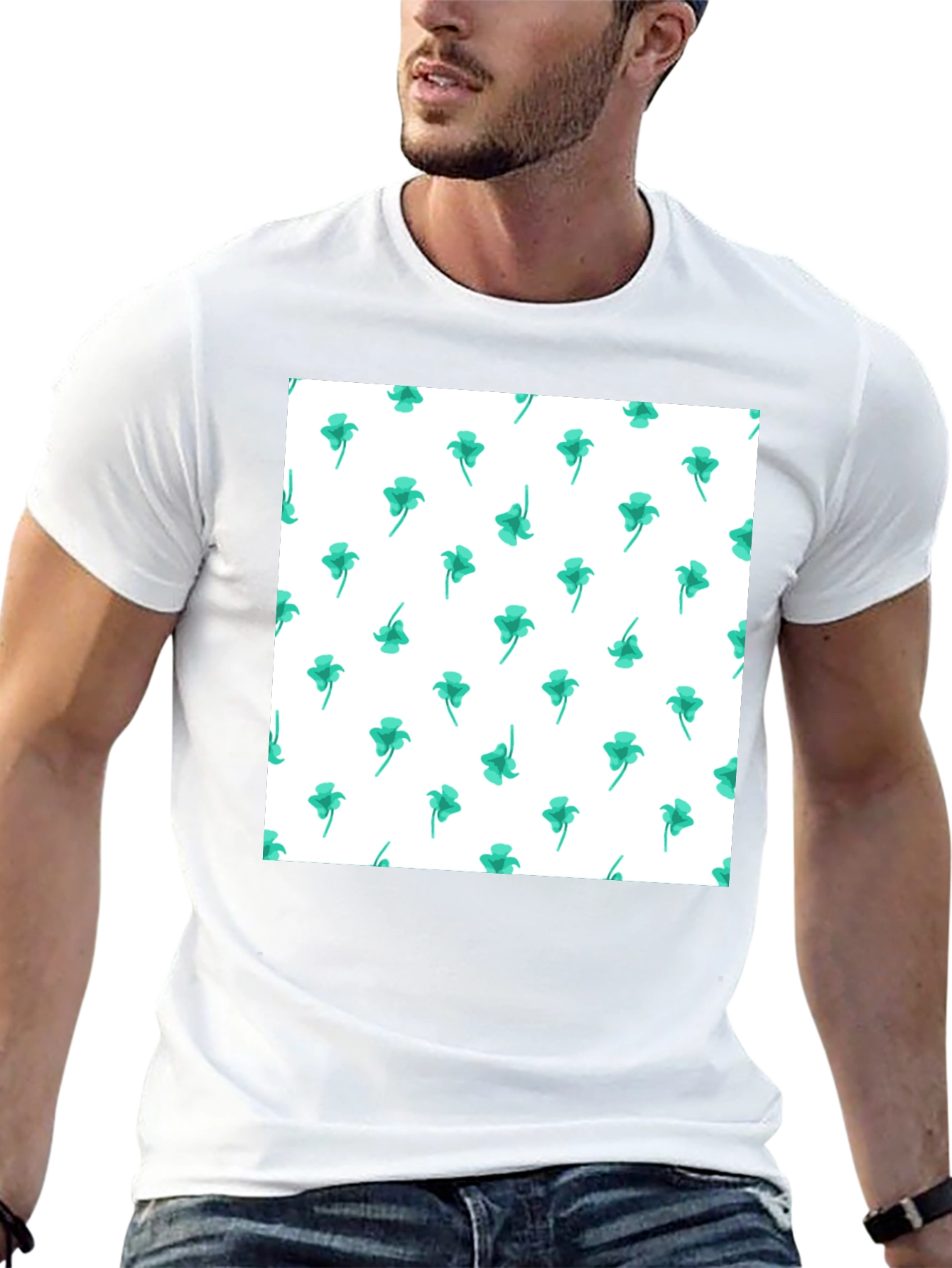 Clover Print Black Tee - Lucky Style