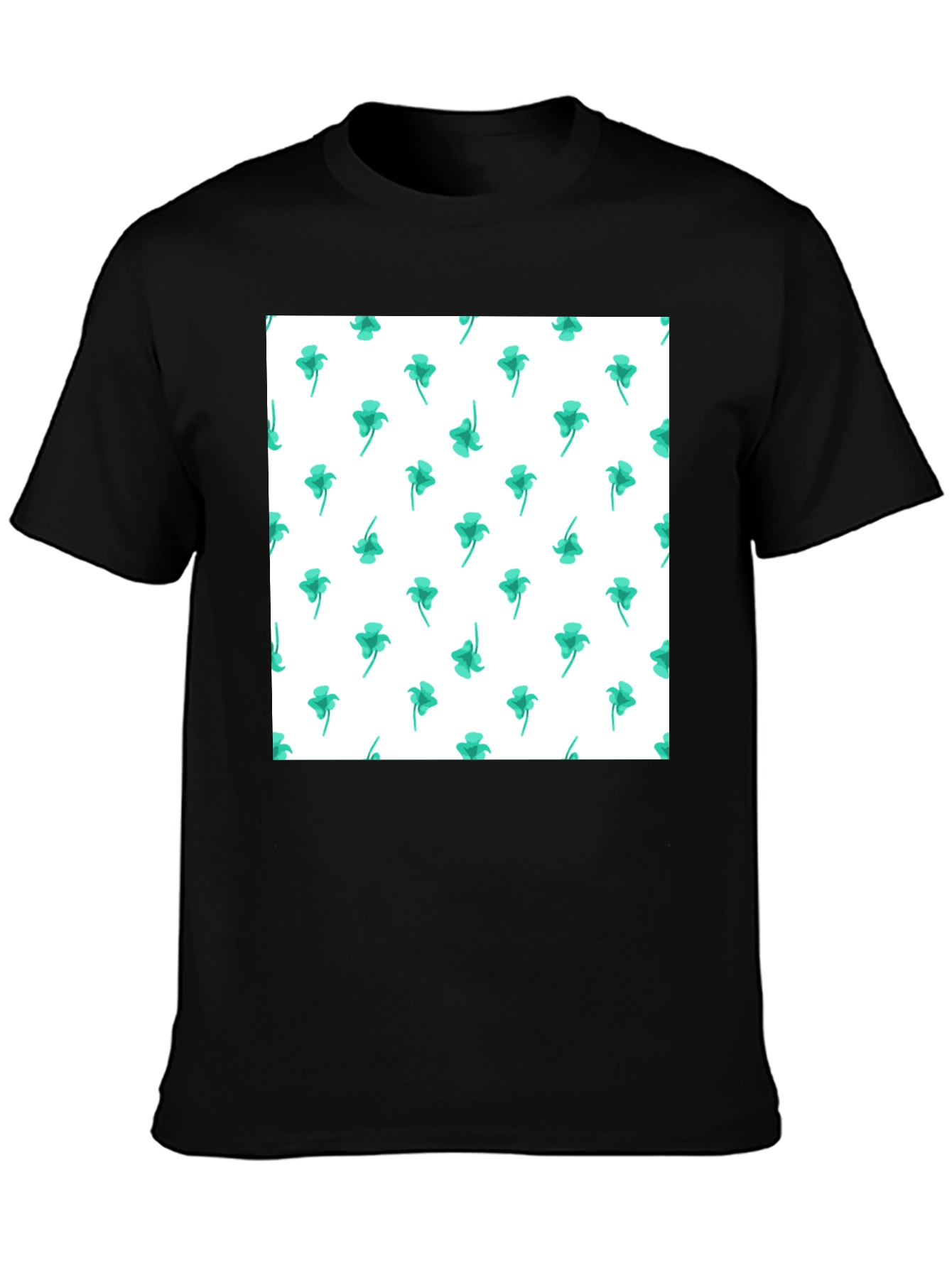 Clover Print Black Tee - Lucky Style