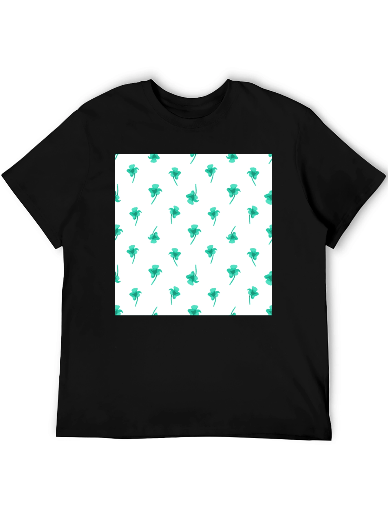 Clover Print Black Tee - Lucky Style
