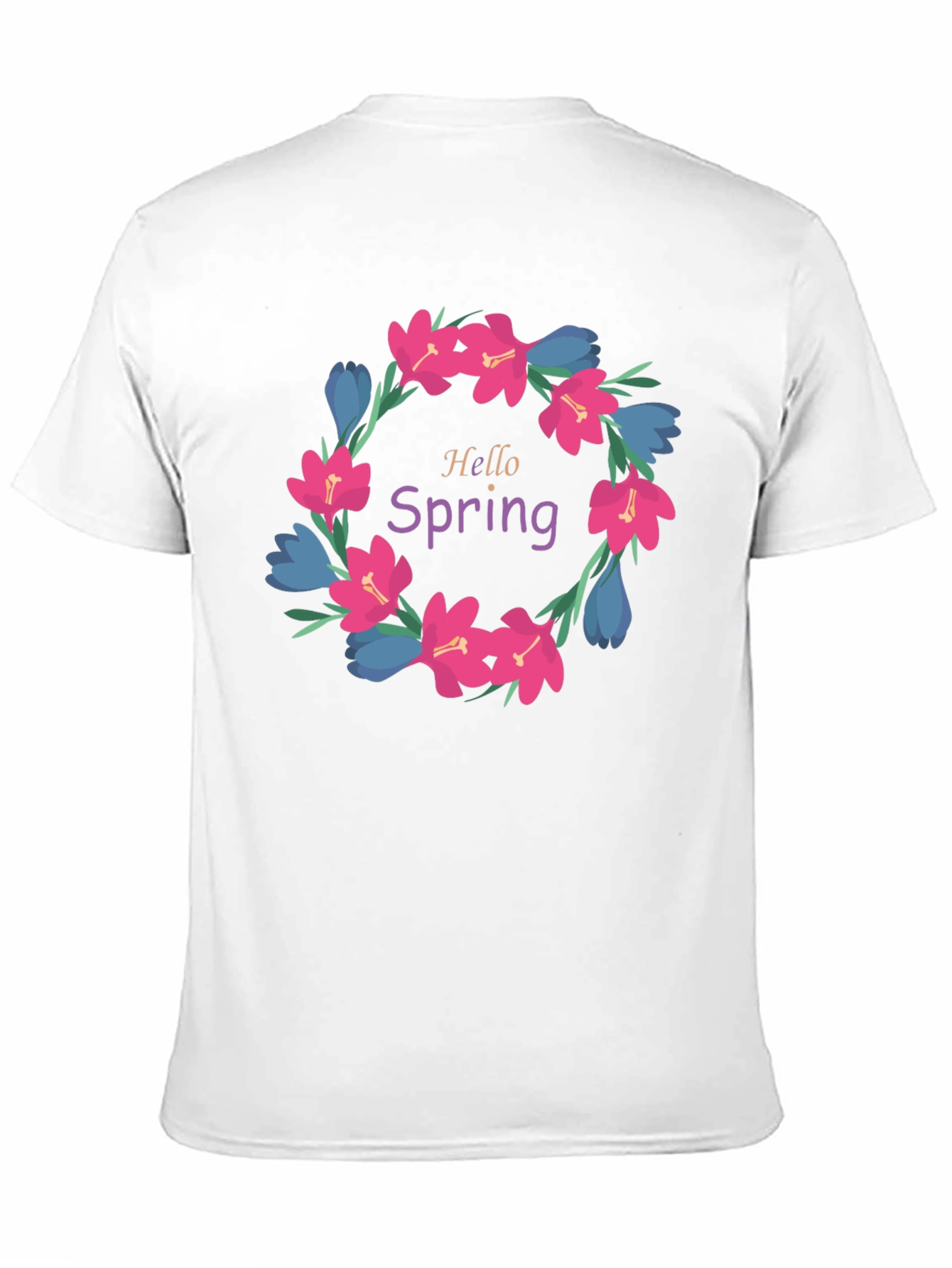 Hello Spring Floral Wreath Graphic T-Shirt