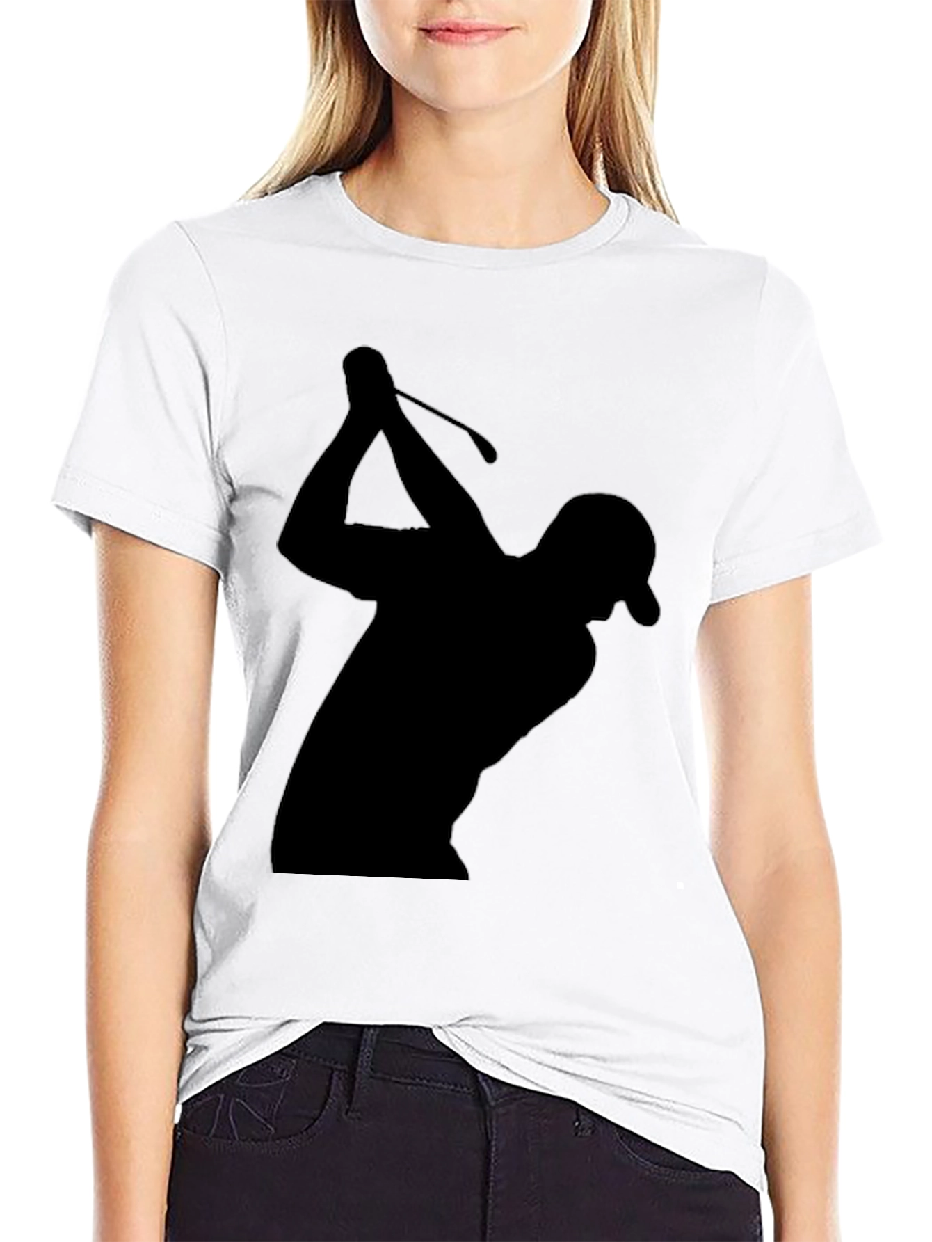Black Golfer Silhouette Graphic Tee