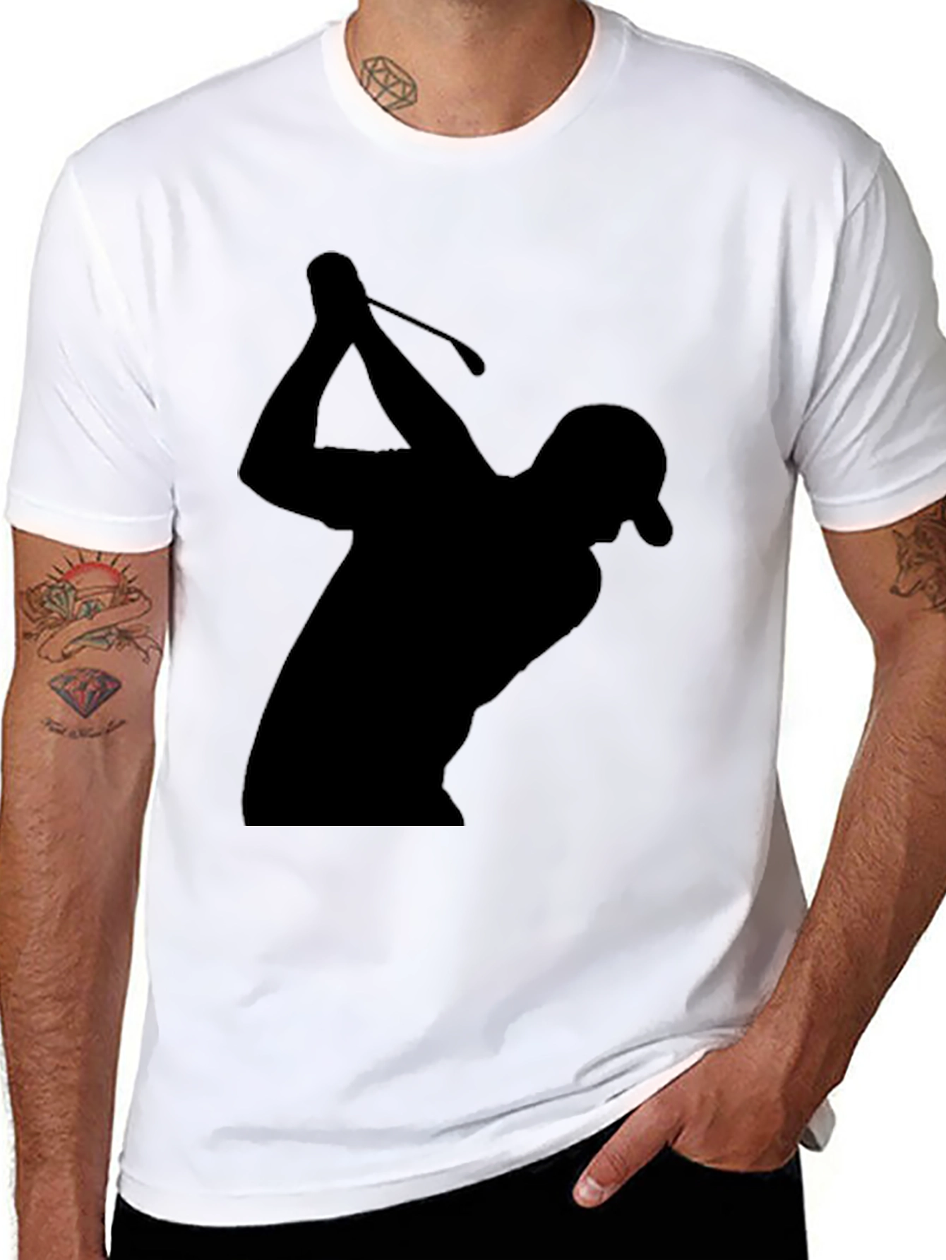 Black Golfer Silhouette Graphic Tee