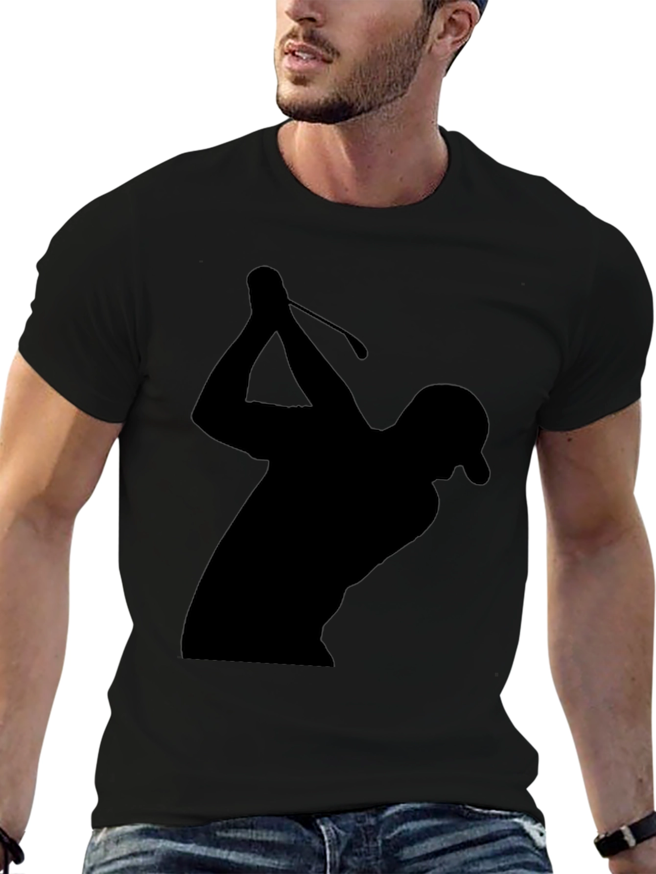 Black Golfer Silhouette Graphic Tee