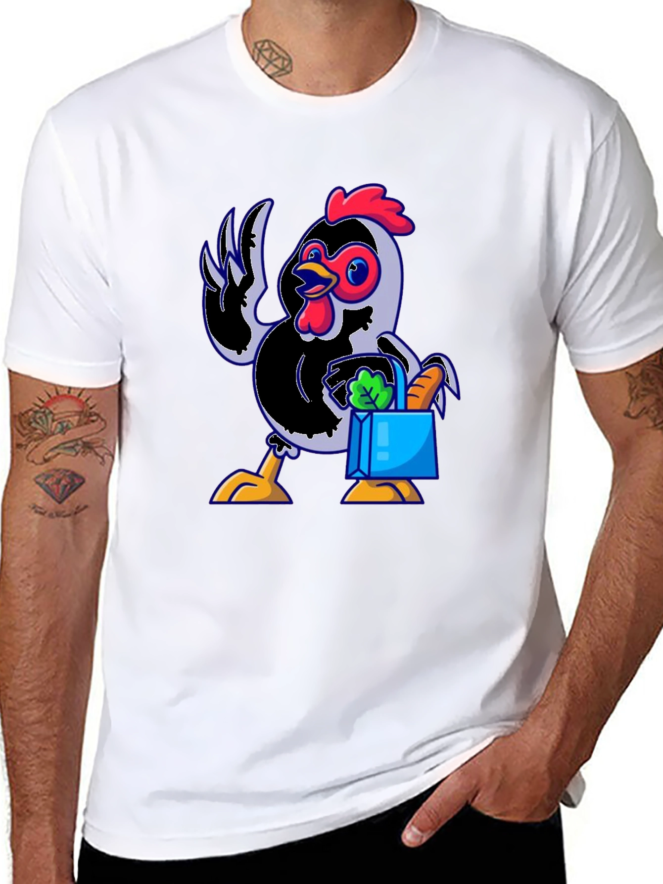 Funny Chicken Shopping Cartoon T-Shirt
