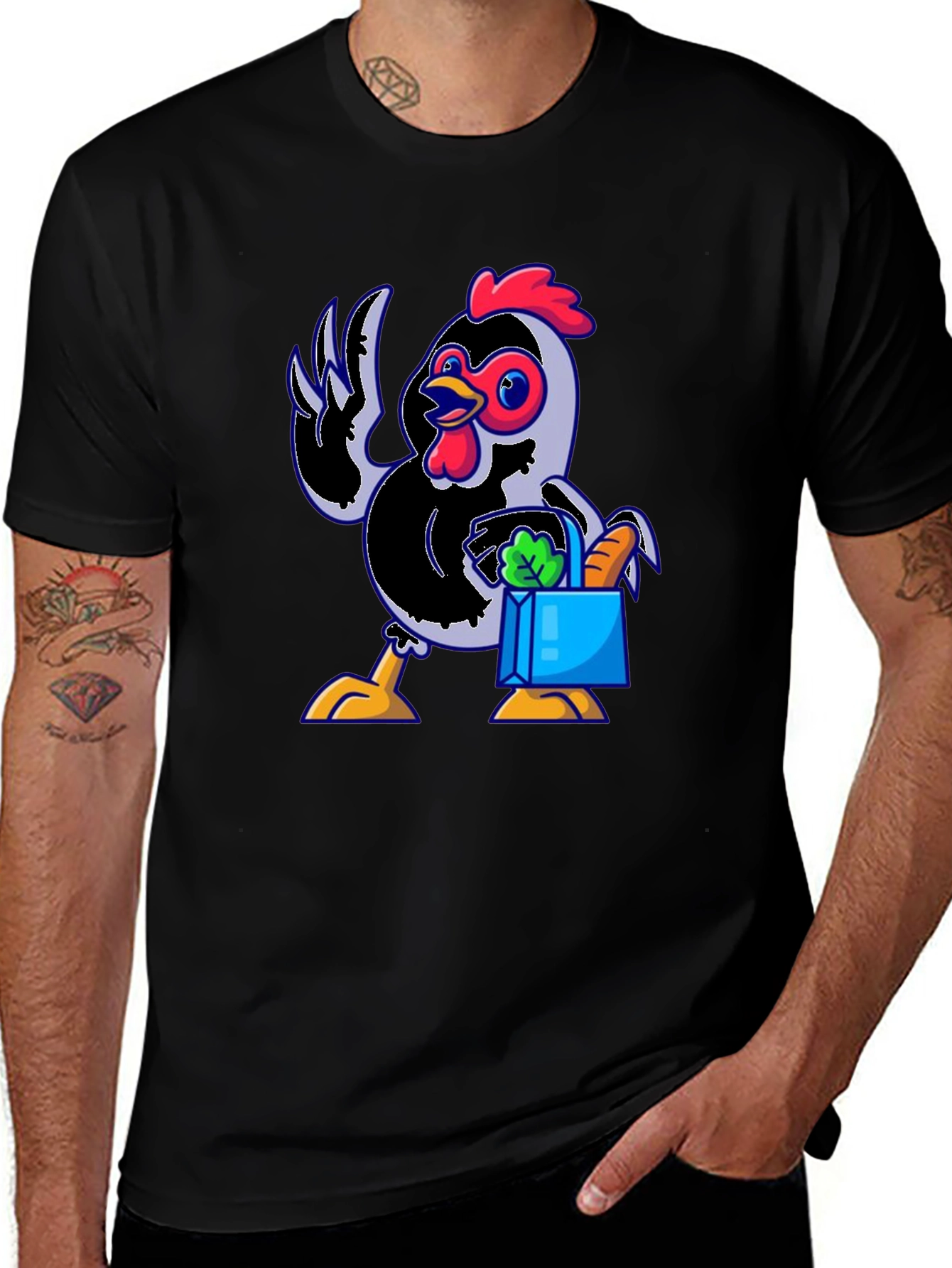 Funny Chicken Shopping Cartoon T-Shirt
