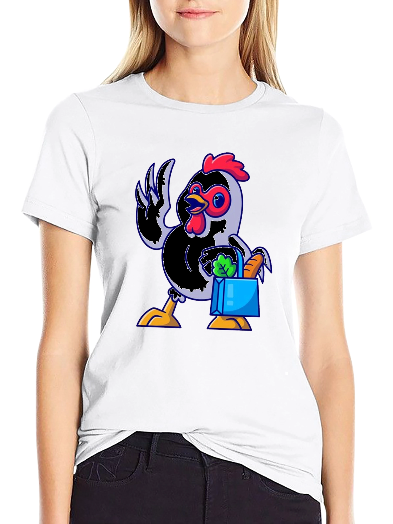Funny Chicken Shopping Cartoon T-Shirt