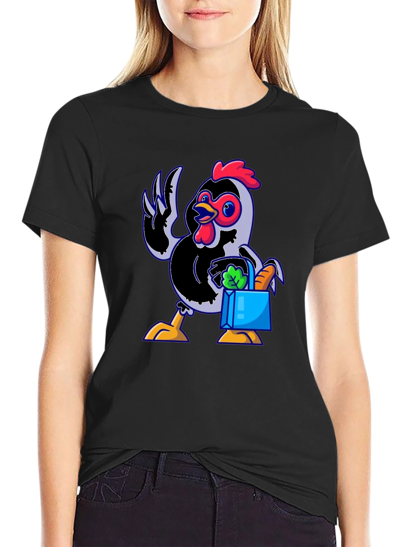 Funny Chicken Shopping Cartoon T-Shirt