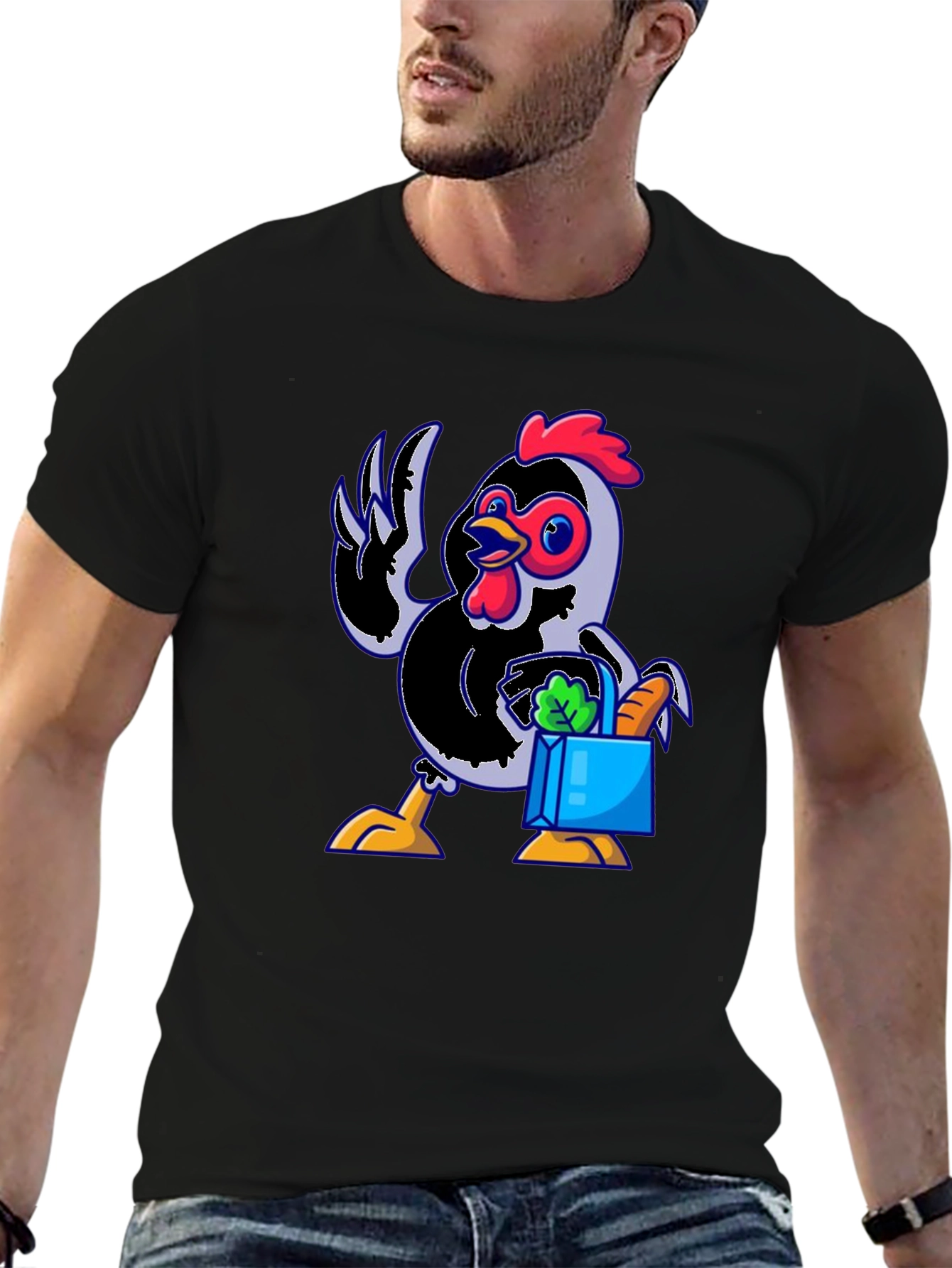Funny Chicken Shopping Cartoon T-Shirt
