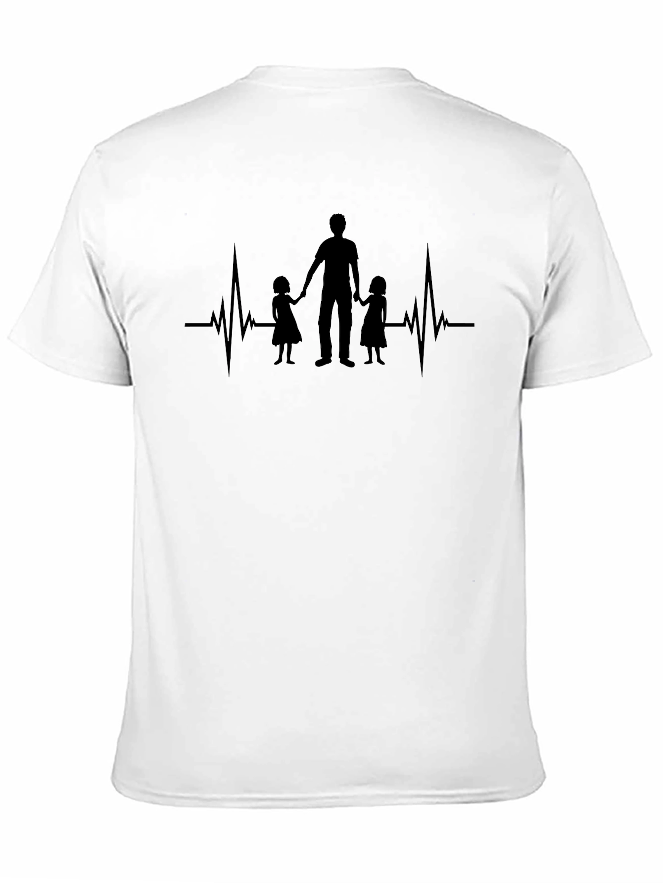Dad Life Heartbeat Graphic T-Shirt - Black