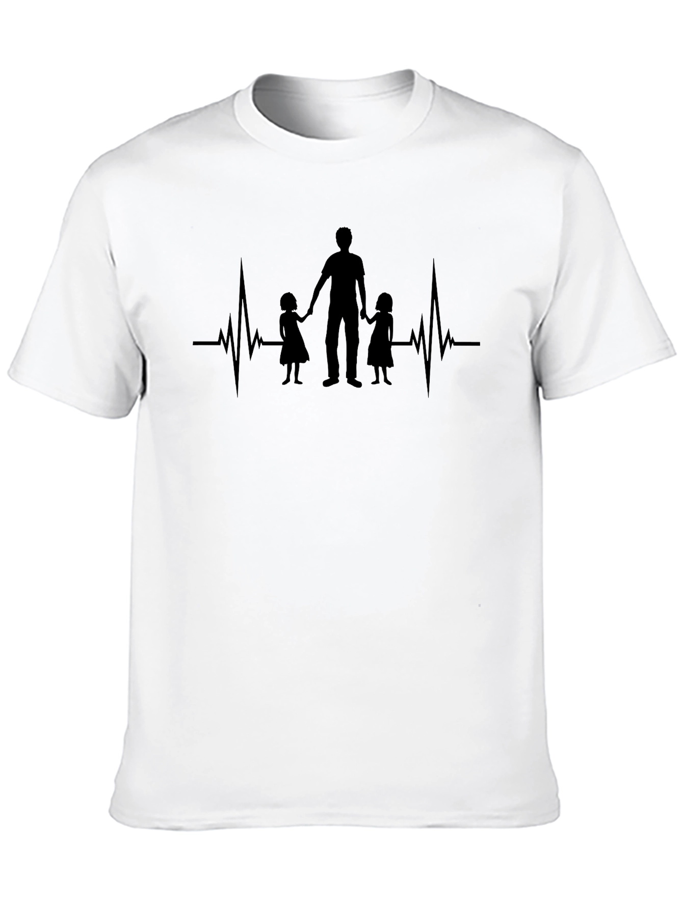 Dad Life Heartbeat Graphic T-Shirt - Black