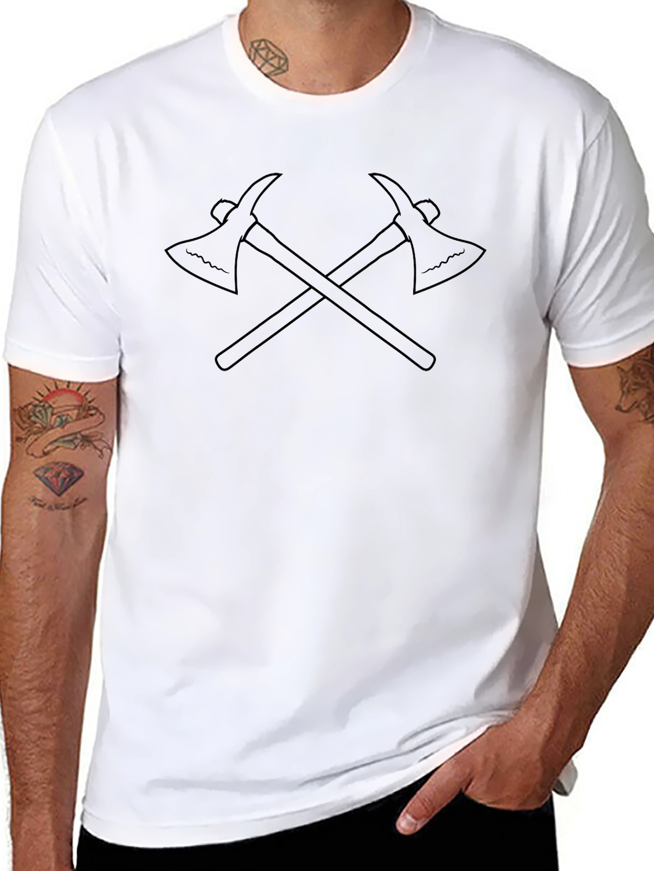 Axes Graphic Tee - Black Crewneck