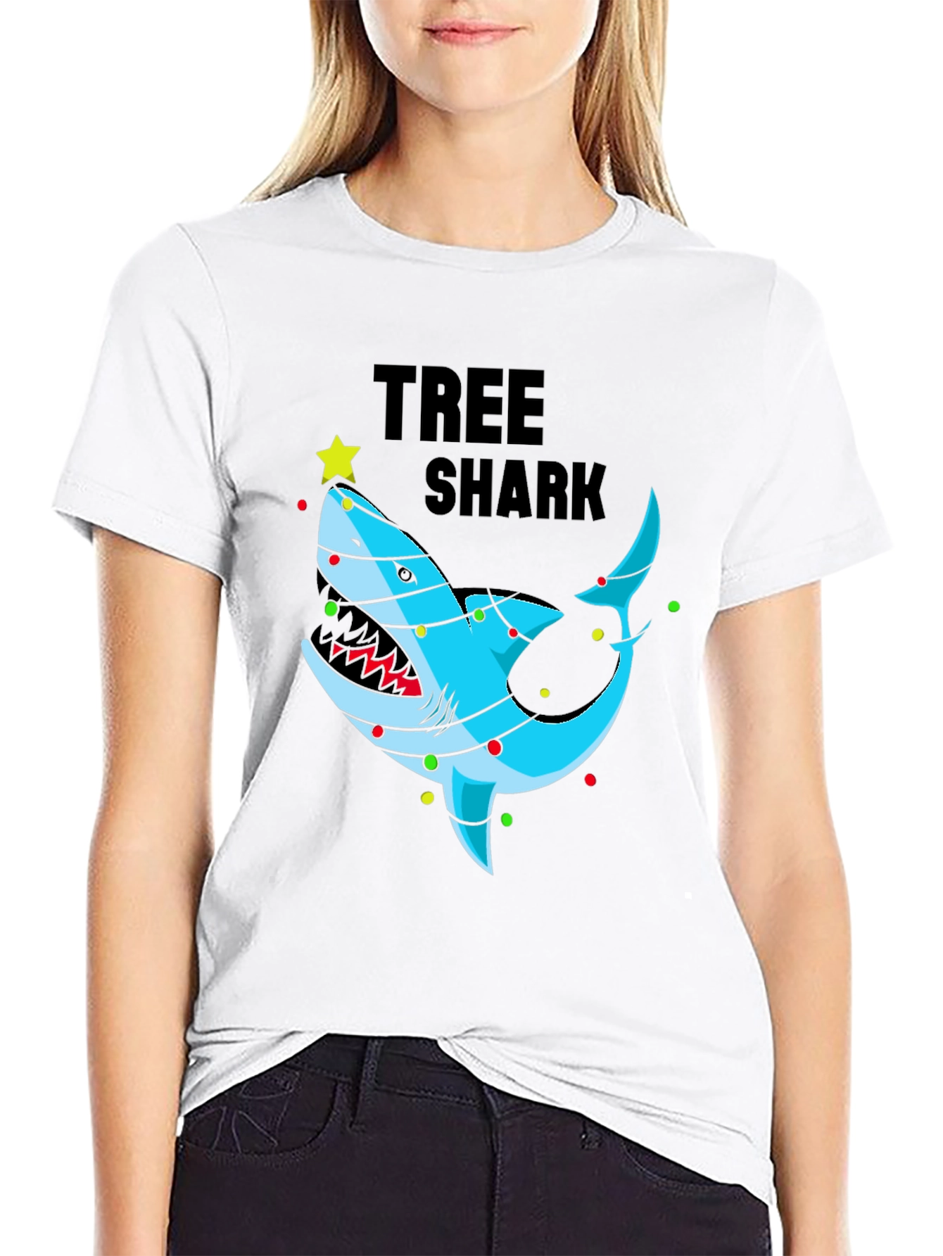 Tree Shark Christmas Graphic Tee