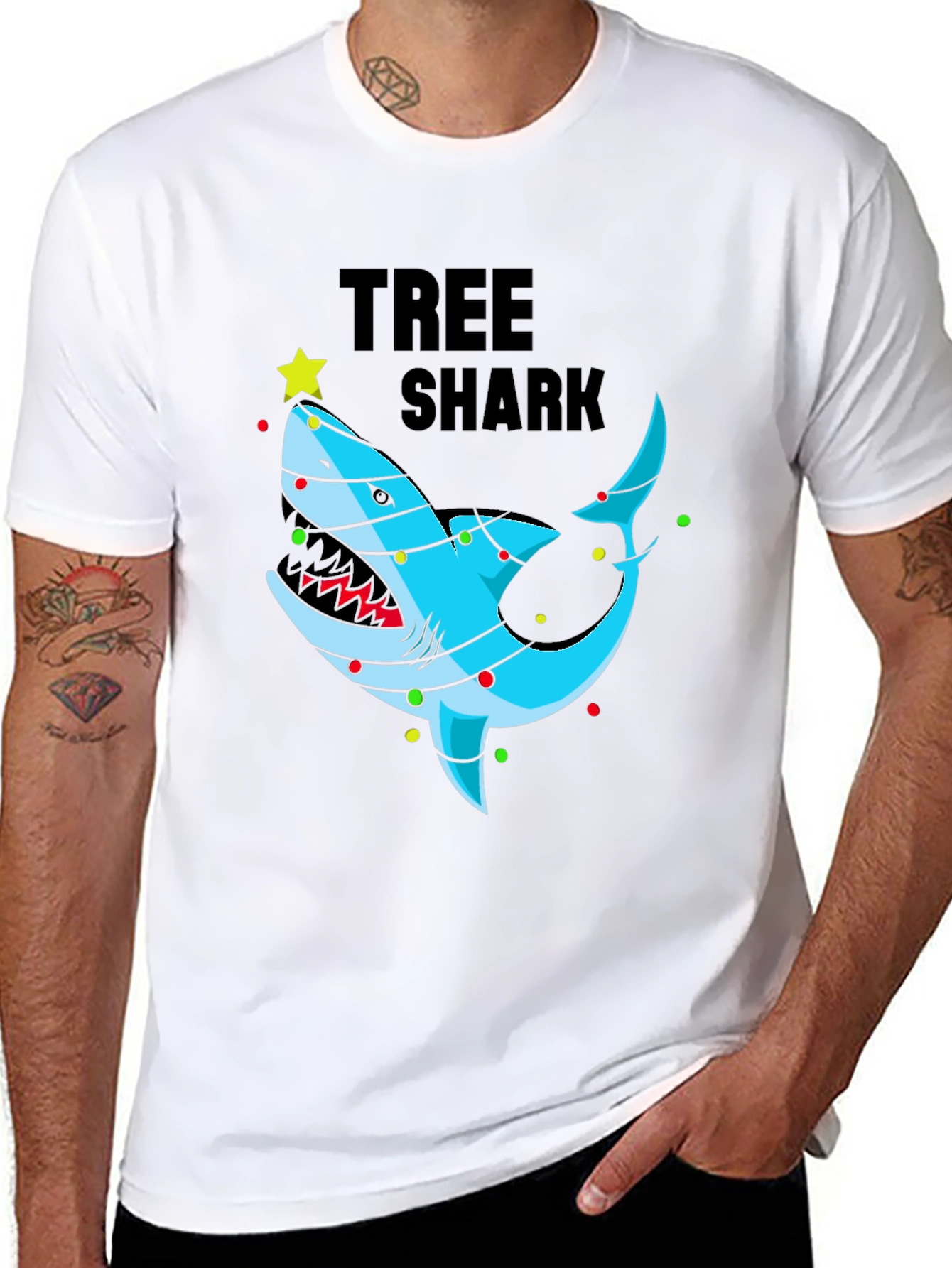 Tree Shark Christmas Graphic Tee