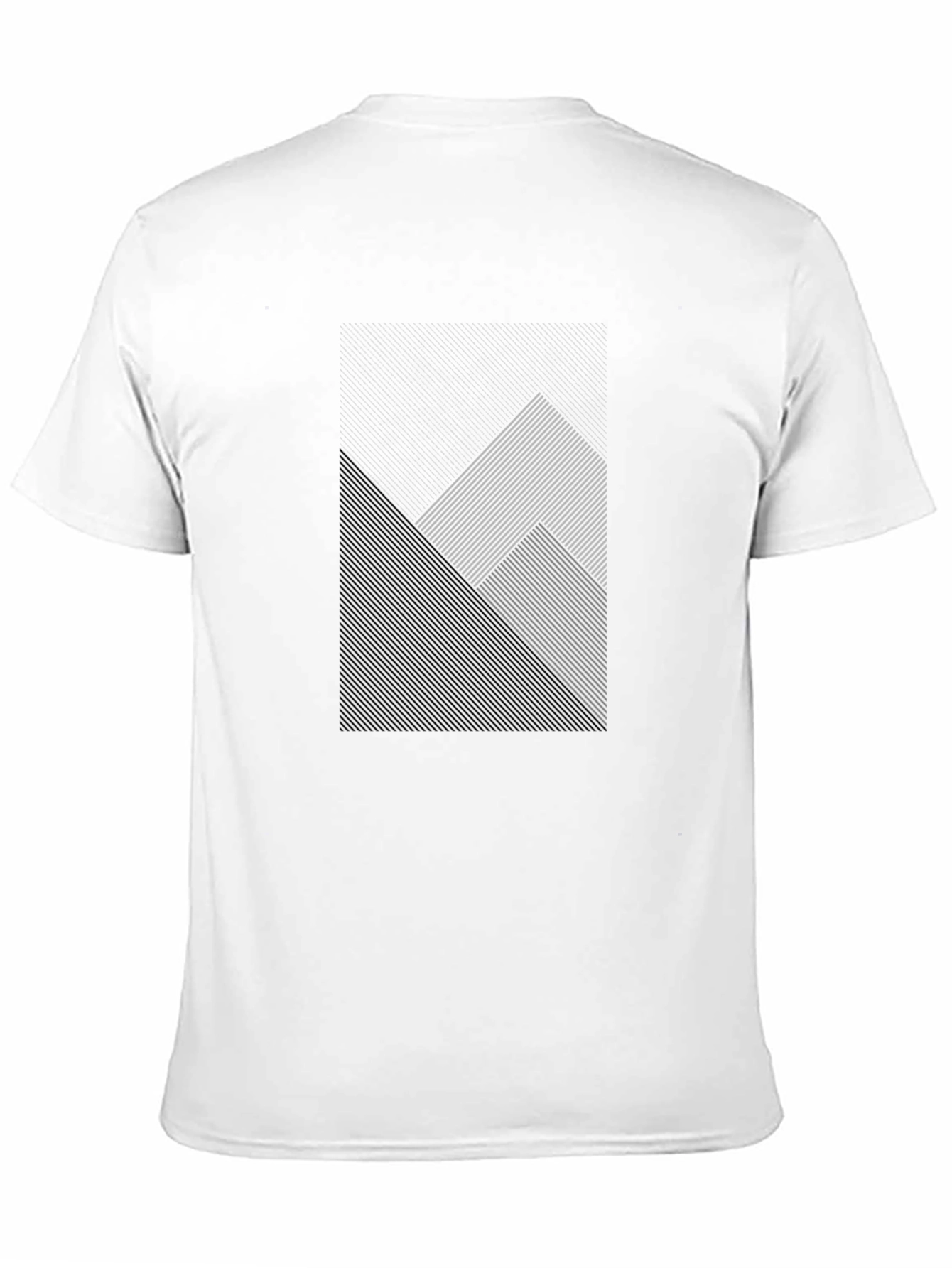 Modern Geometric Line Pattern Black T-Shirt
